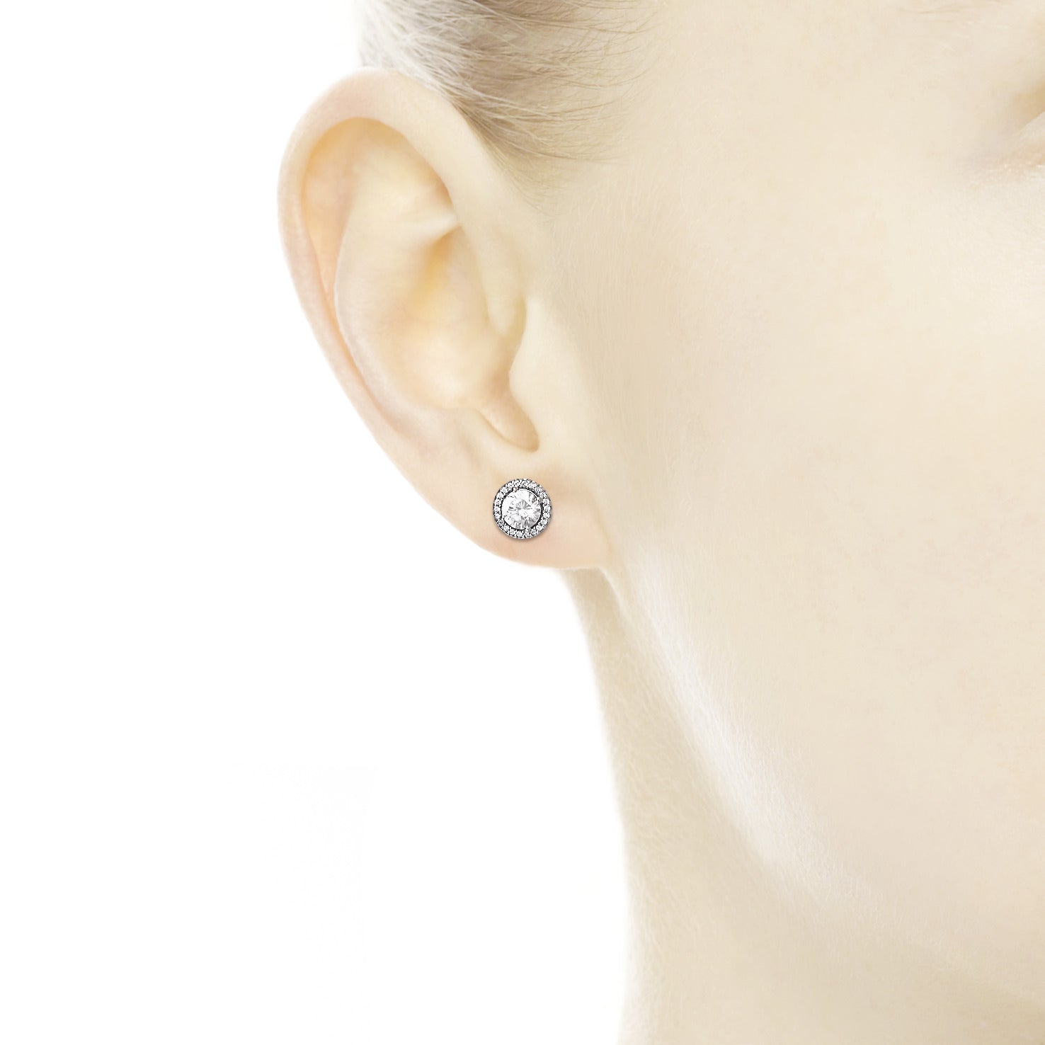 PANDORA Round Sparkle Stud Earrings Cubic Zirconia Weddings Statement Ring Jewelry Gift