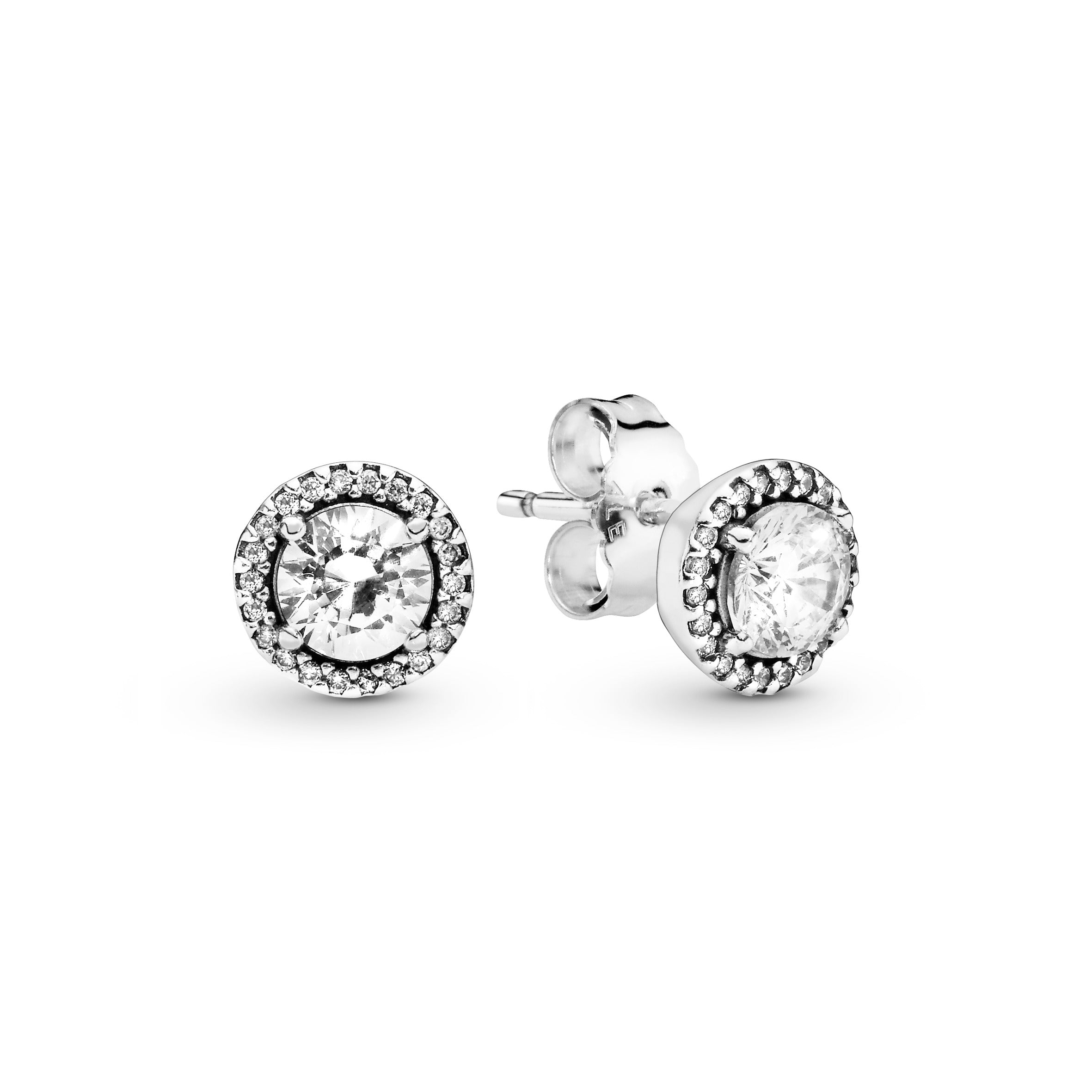 PANDORA Round Sparkle Stud Earrings Cubic Zirconia Weddings Statement Ring Jewelry Gift