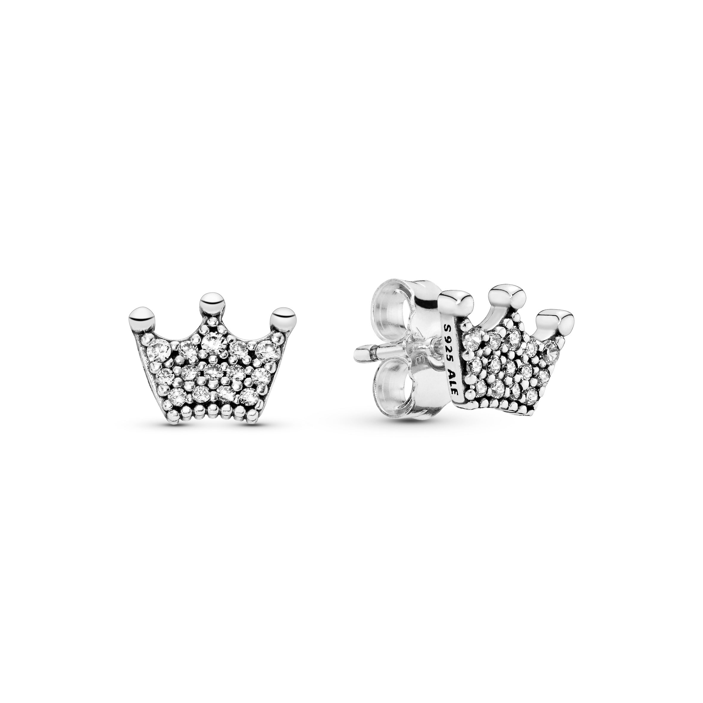 PANDORA Crown Stud Earrings Cubic Zirconia Statement Ring Jewelry Gift