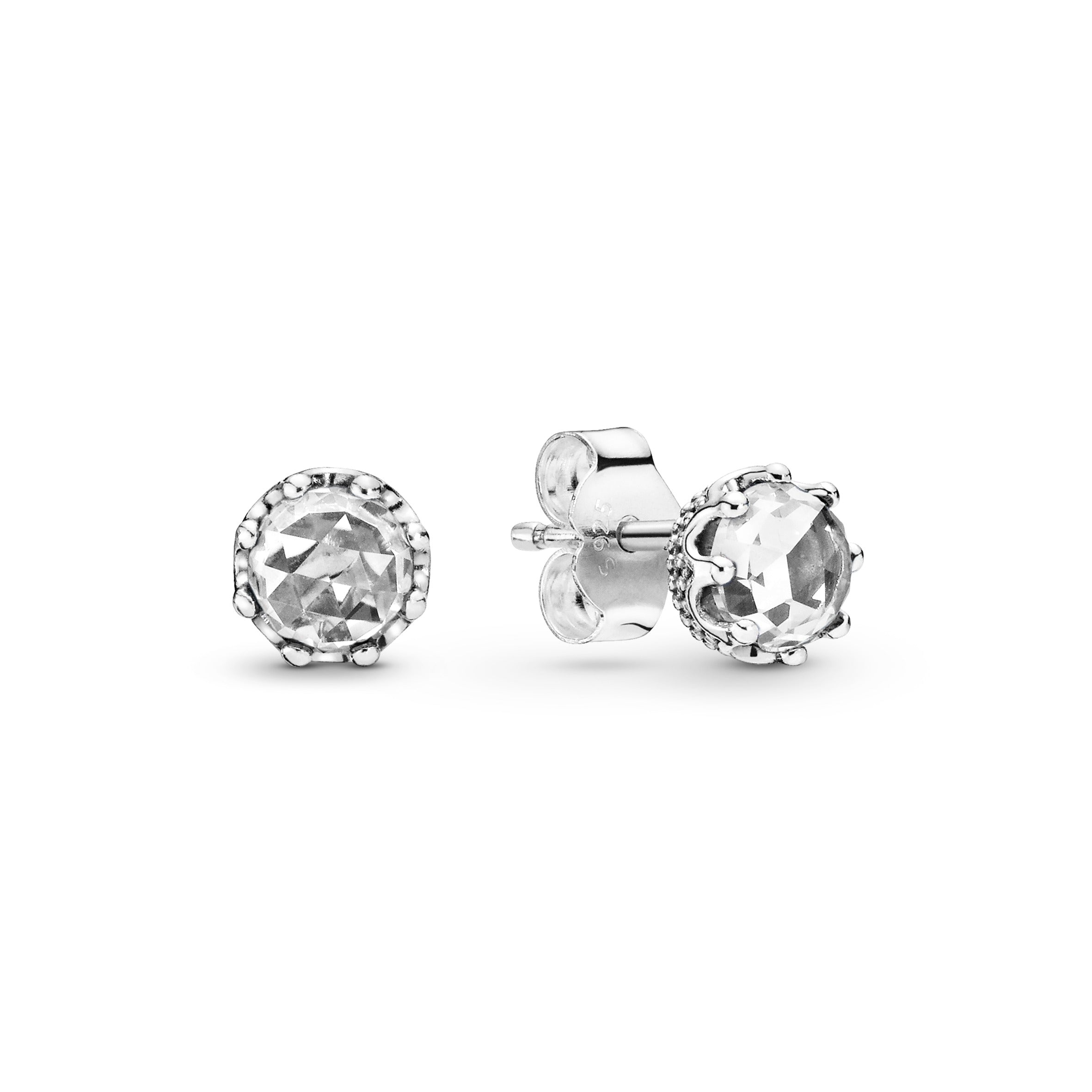 PANDORA Clear Sparkling Crown Stud Earrings Cubic Zirconia Silver Statement Ring Jewelry Gift