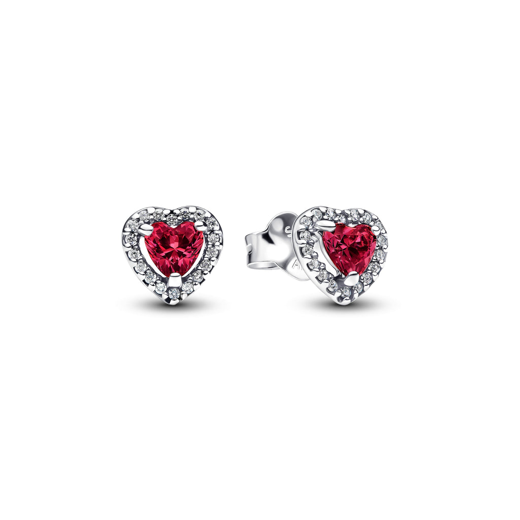 PANDORA Elevated Red Heart Stud Earrings Cubic Zirconia Statement Ring Jewelry Gift