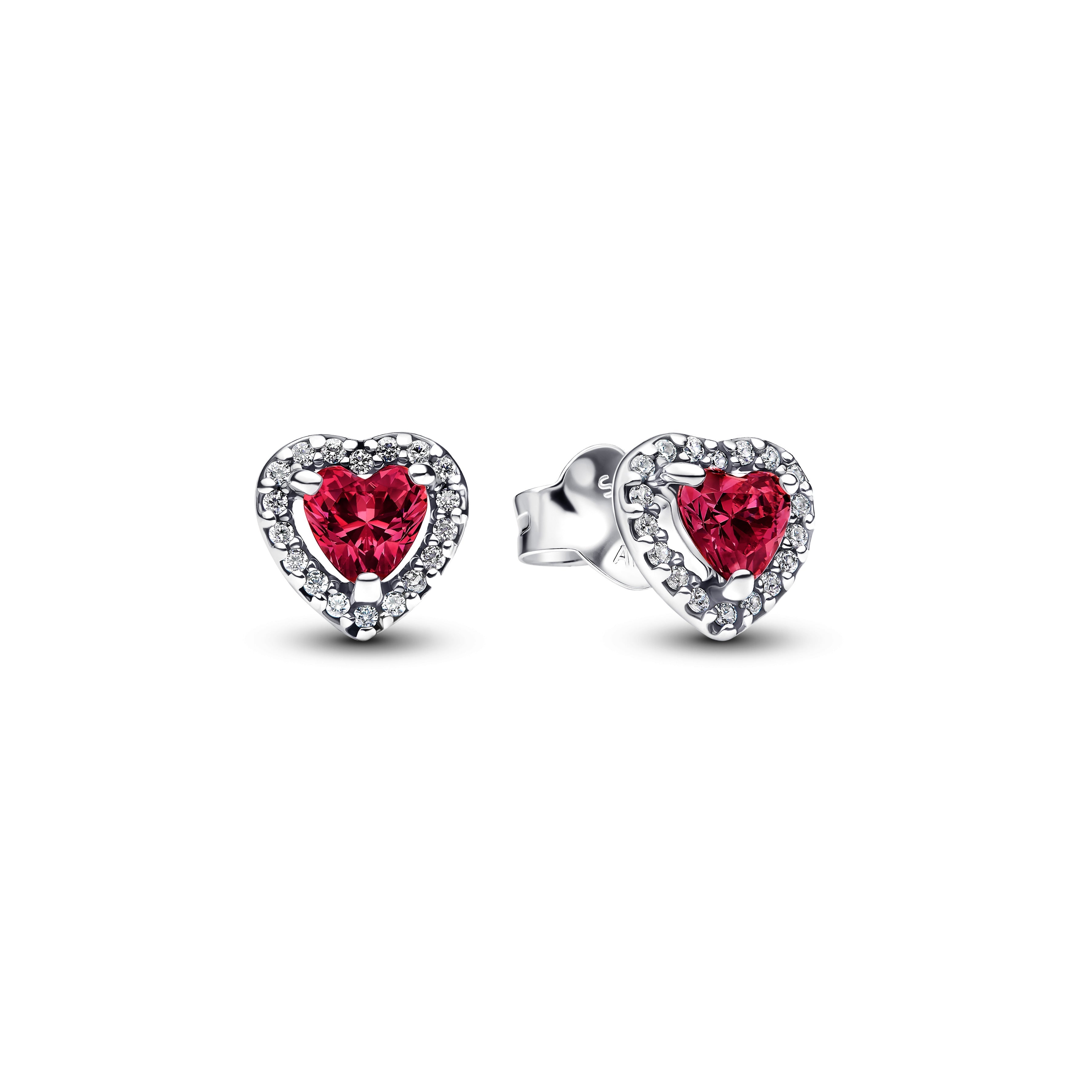 PANDORA Elevated Red Heart Stud Earrings Cubic Zirconia Statement Ring Jewelry Gift