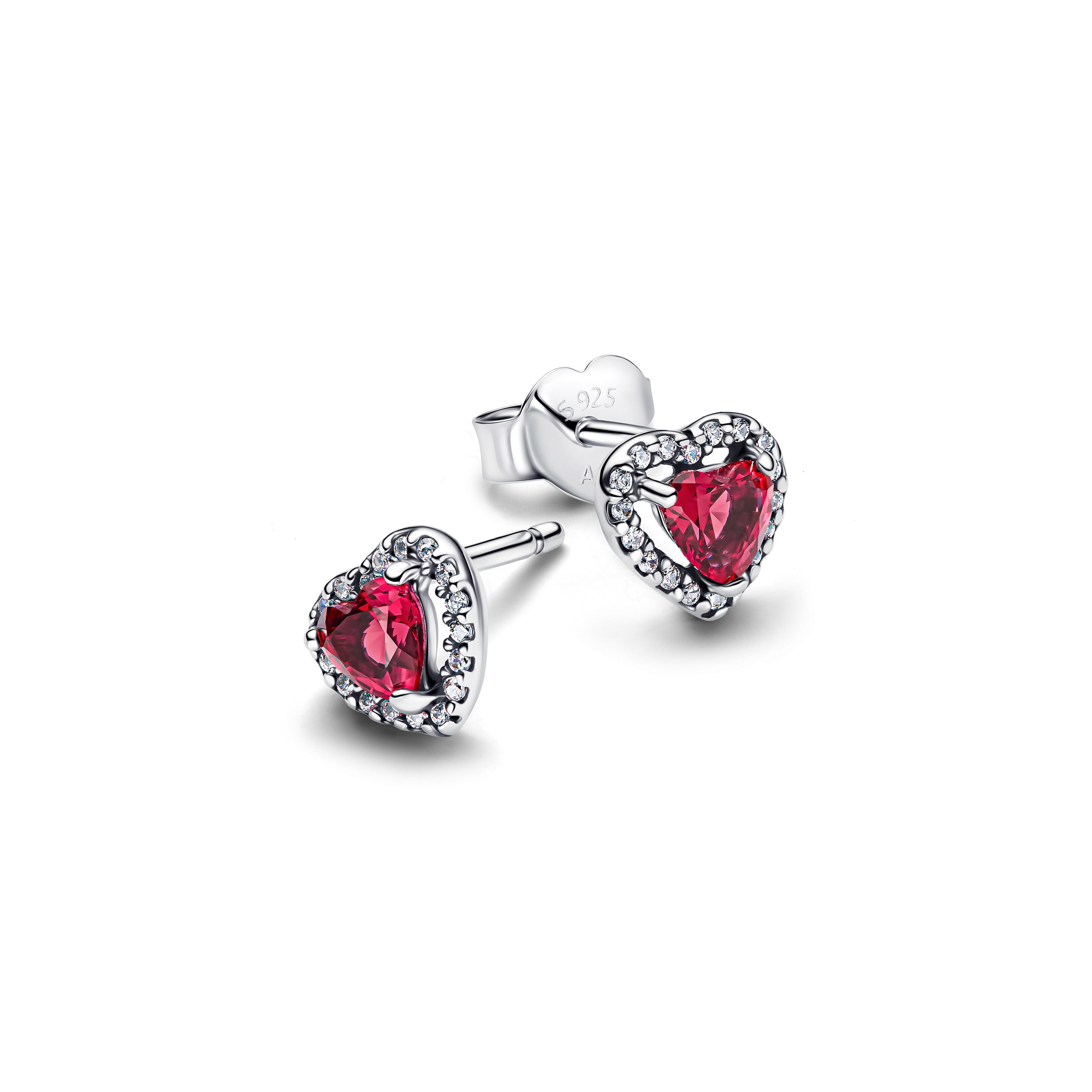 PANDORA Elevated Red Heart Stud Earrings Cubic Zirconia Statement Ring Jewelry Gift