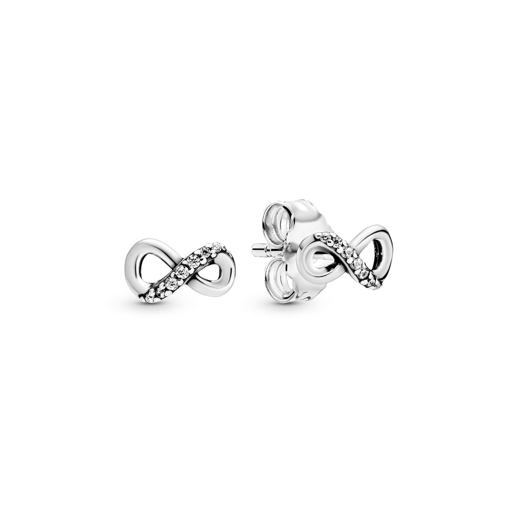 PANDORA Sparkling Infinity Stud Earrings Cubic Zirconia Silver Statement Ring Jewelry Gift