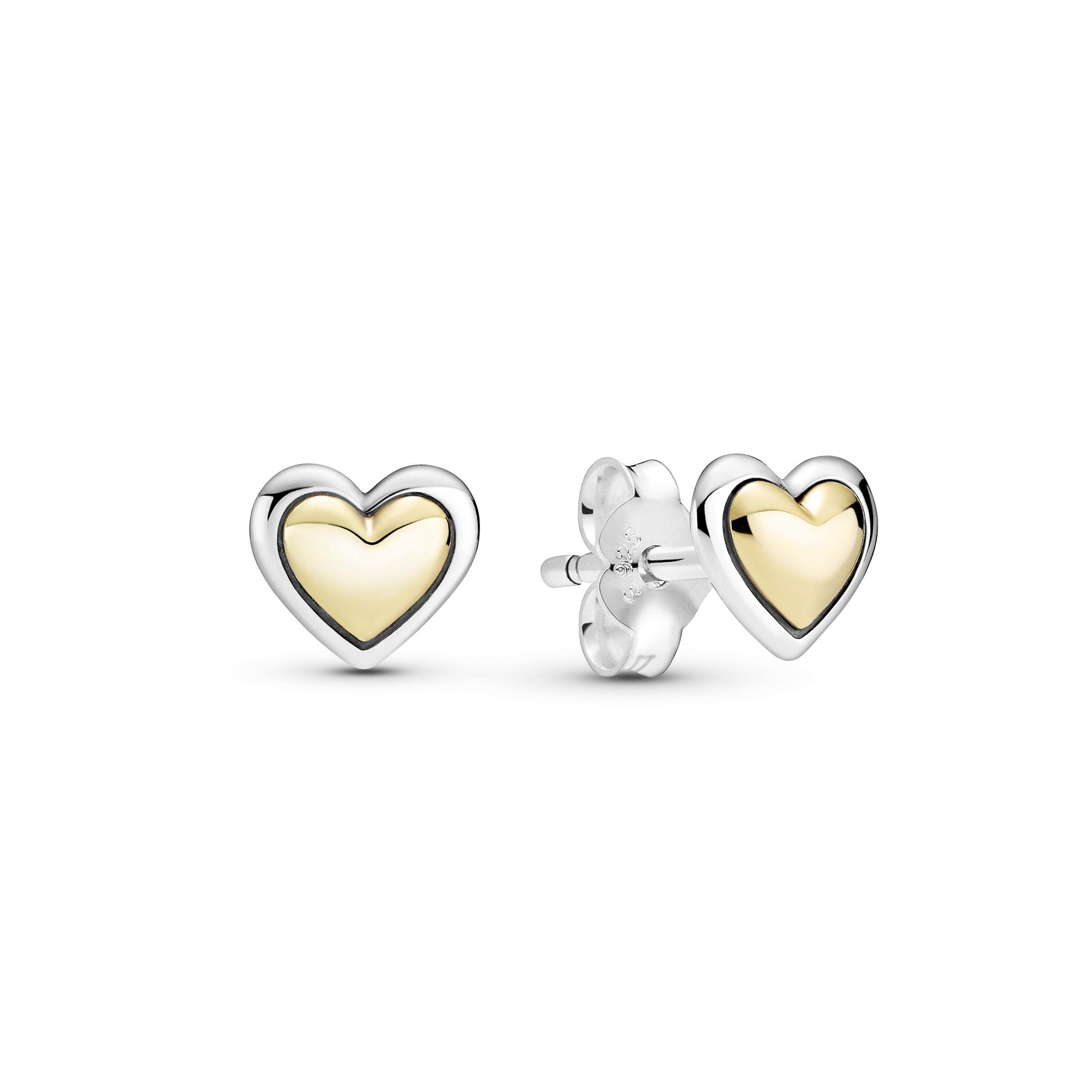 PANDORA Heart Sterling Silver And 14K Gold Necklace And Earring Jewellery Set 14K Gold Plated Unique Metal Blend Online-Exclusive Bundle Sets