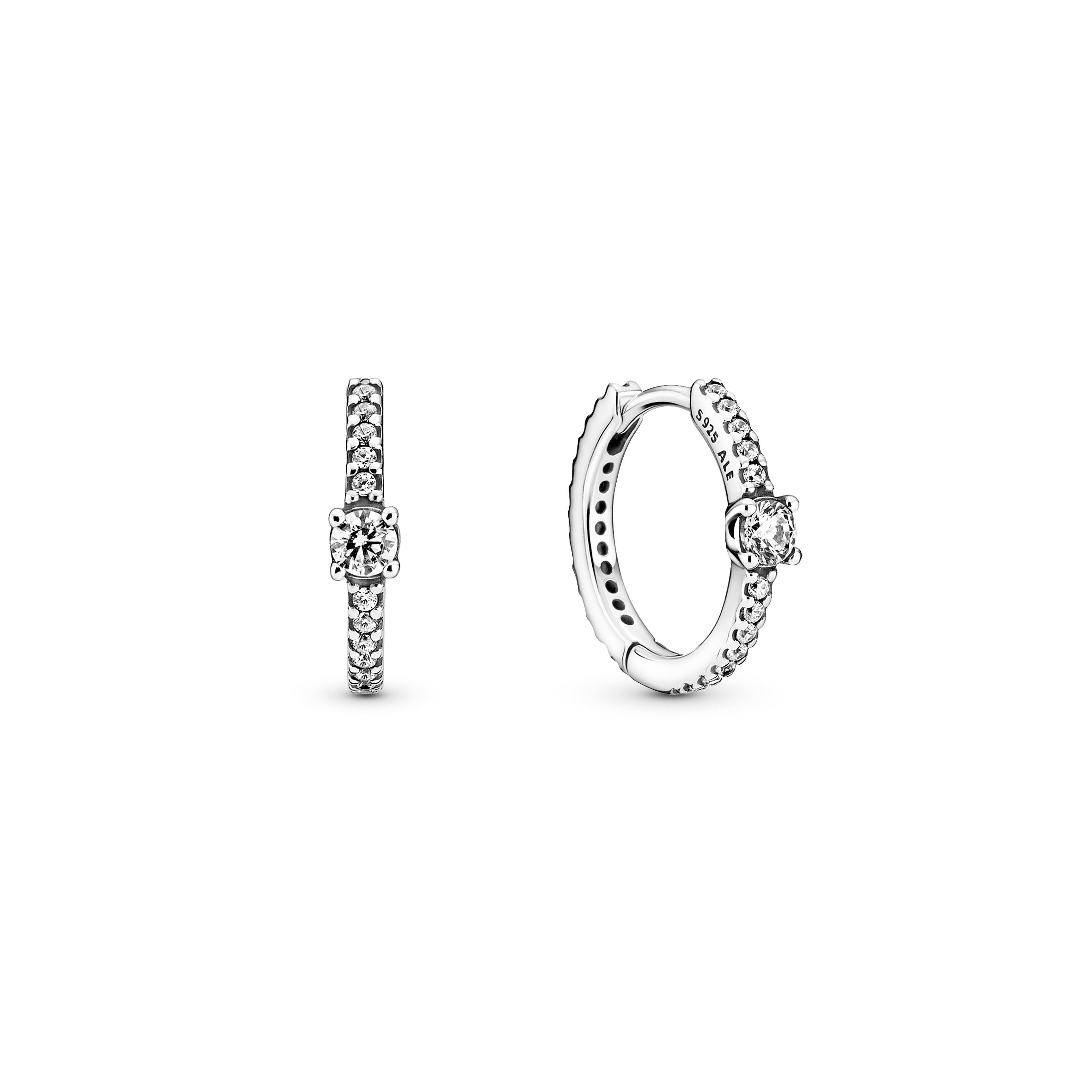 PANDORA Sparkling Hoop Earrings Cubic Zirconia Weddings Statement Ring Jewelry Gift