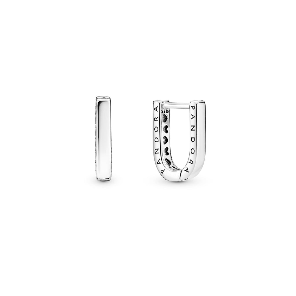 PANDORA U-shaped Hoop Earrings Cubic Zirconia Statement Ring Jewelry Gift