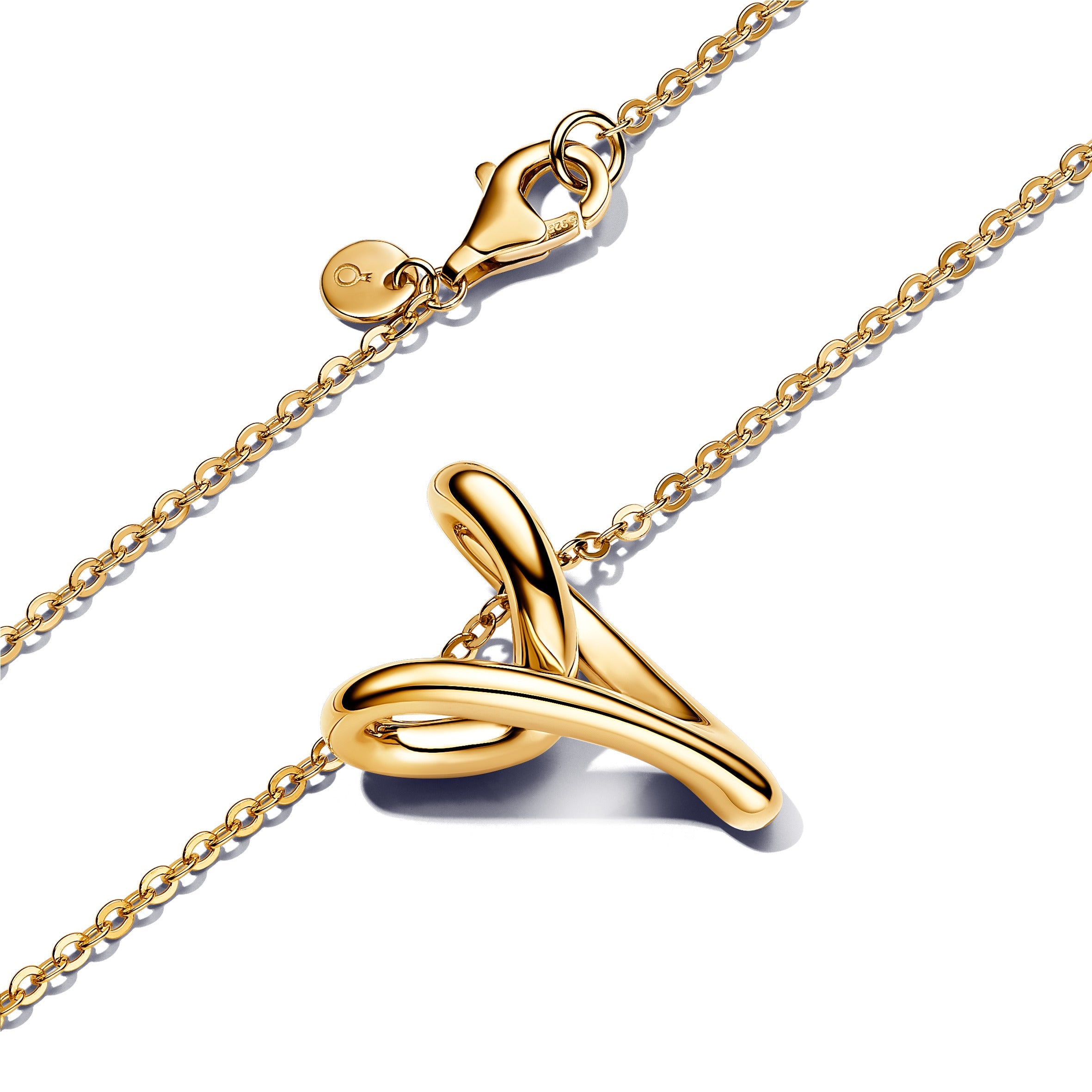 PANDORA Organically Shaped Heart Pendant Necklace 14K Gold Plated Unique Metal Blend Necklaces Jewelry Gift