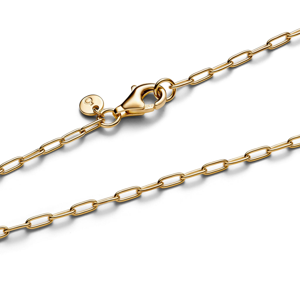 PANDORA Elongated Link Chain Necklace 14K Gold Plated Unique Metal Blend Necklaces Pendant Necklace Jewelry Gift