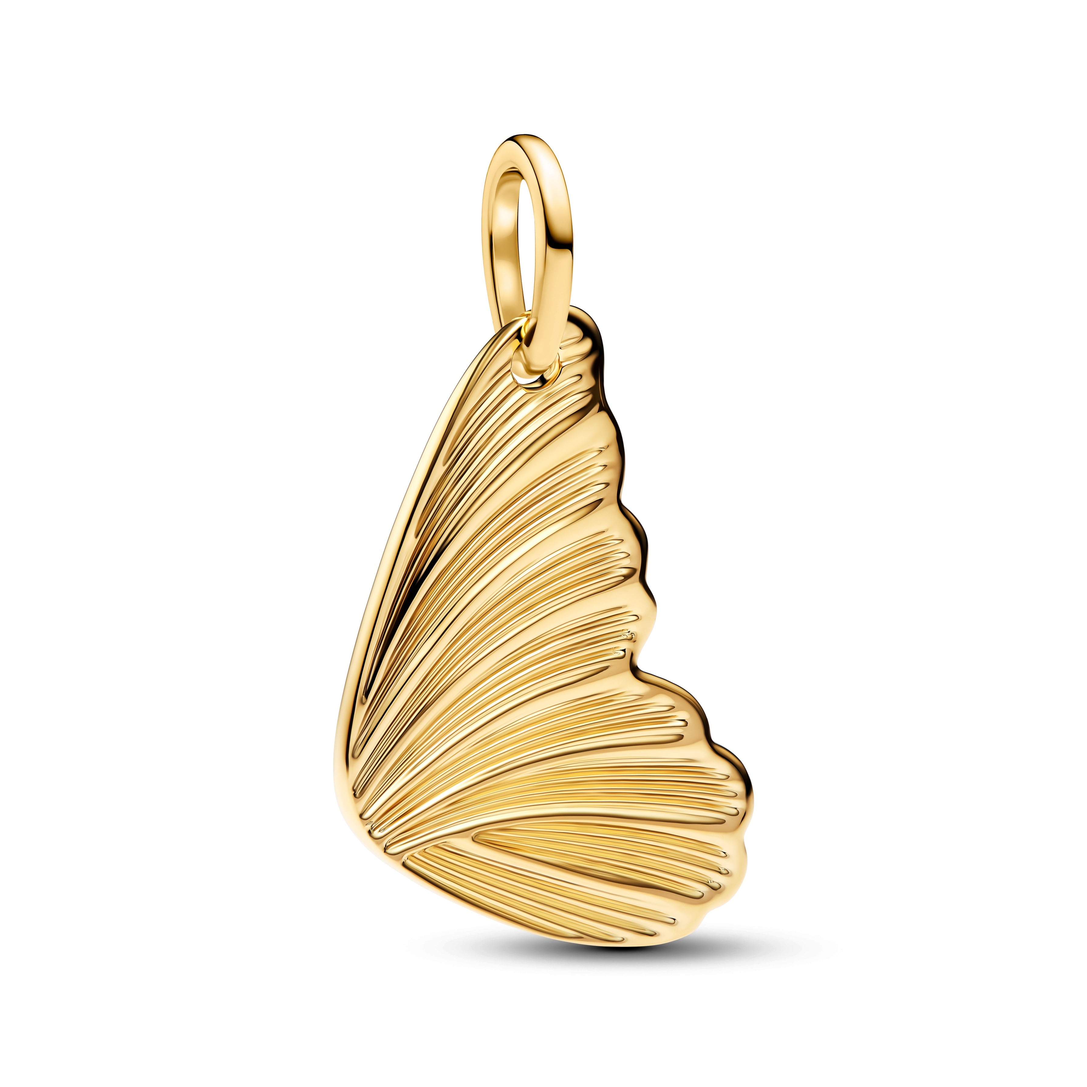 PANDORA Engravable Butterfly Wing Tag Pendant 14K Gold Plated Unique Metal Blend Charms Bracelet Charm Jewelry Gift