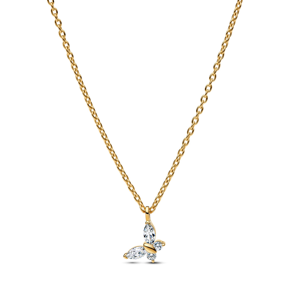 PANDORA Butterfly Pendant Necklace 14K Gold Plated Unique Metal Blend Animals Necklaces Jewelry Gift