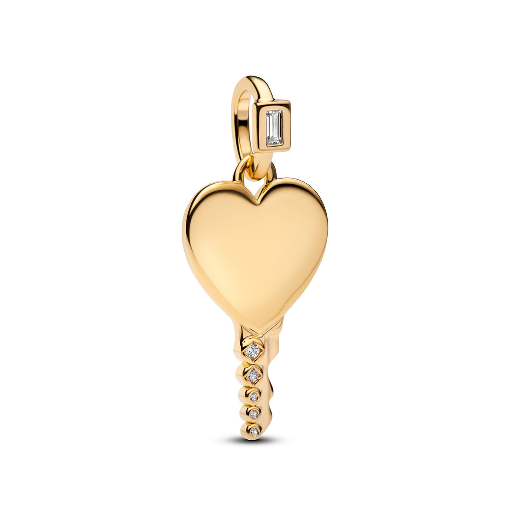 PANDORA Engravable Heart Key Pendant 14K Gold Plated Unique Metal Blend Necklaces Pendant Necklace Jewelry Gift