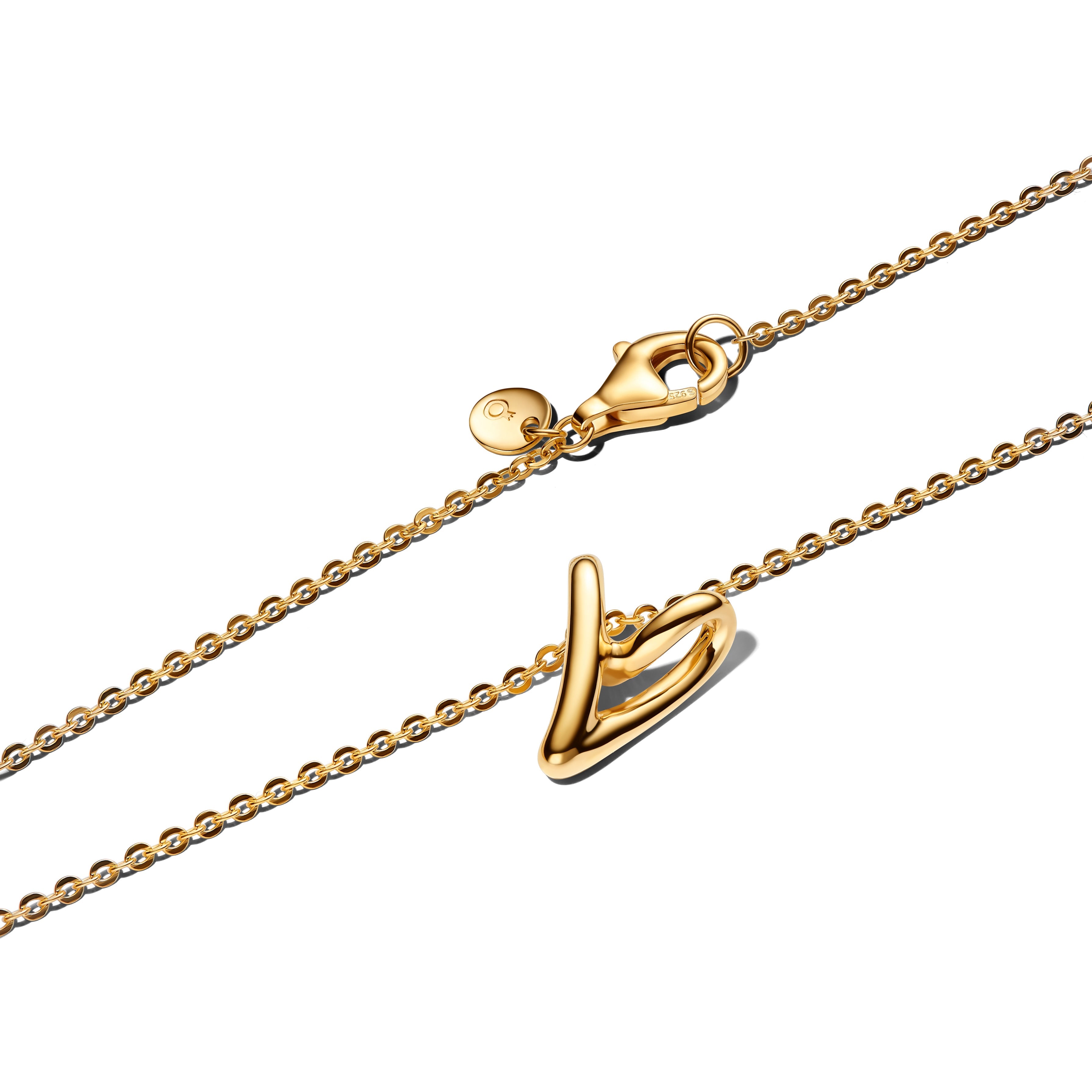 PANDORA Organically Shaped Heart Small Pendant Necklace 14K Gold Plated Unique Metal Blend Necklaces Jewelry Gift