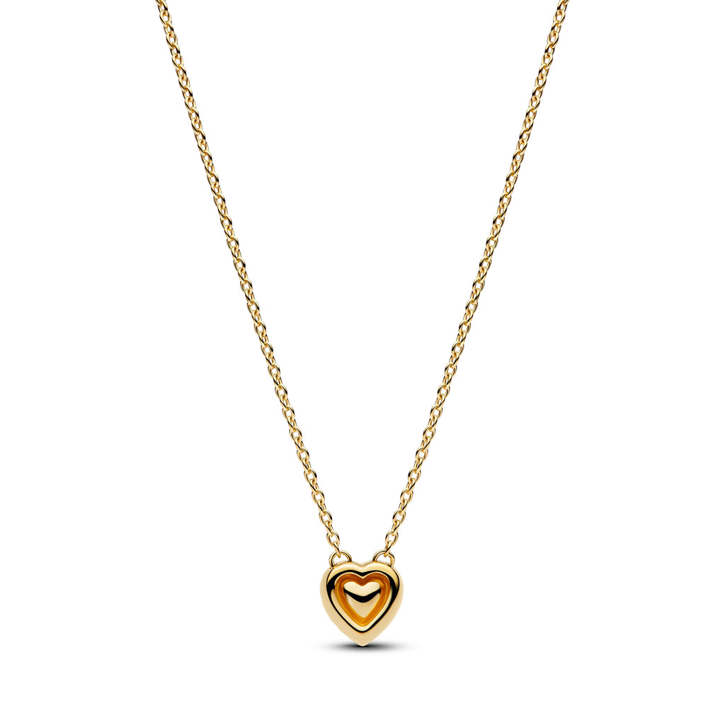 PANDORA Engravable Heart Halo Collier Necklace 14K Gold Plated Unique Metal Blend Necklaces Pendant Necklace Jewelry Gift