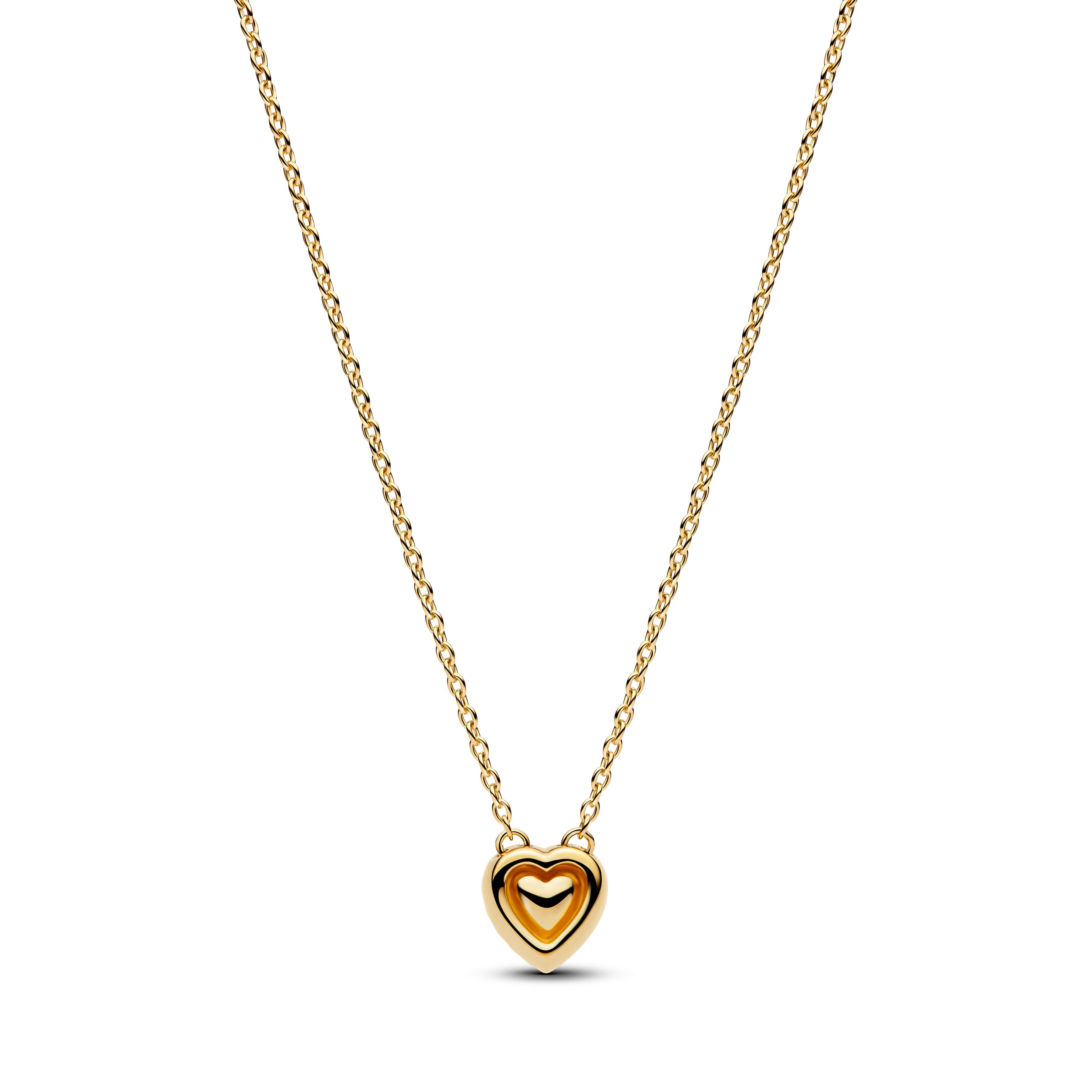 PANDORA Engravable Heart Halo Collier Necklace 14K Gold Plated Unique Metal Blend Necklaces Pendant Necklace Jewelry Gift