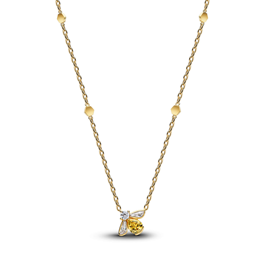 PANDORA Honey Bee Pendant Necklace 14K Gold Plated Unique Metal Blend Necklaces Jewelry Gift