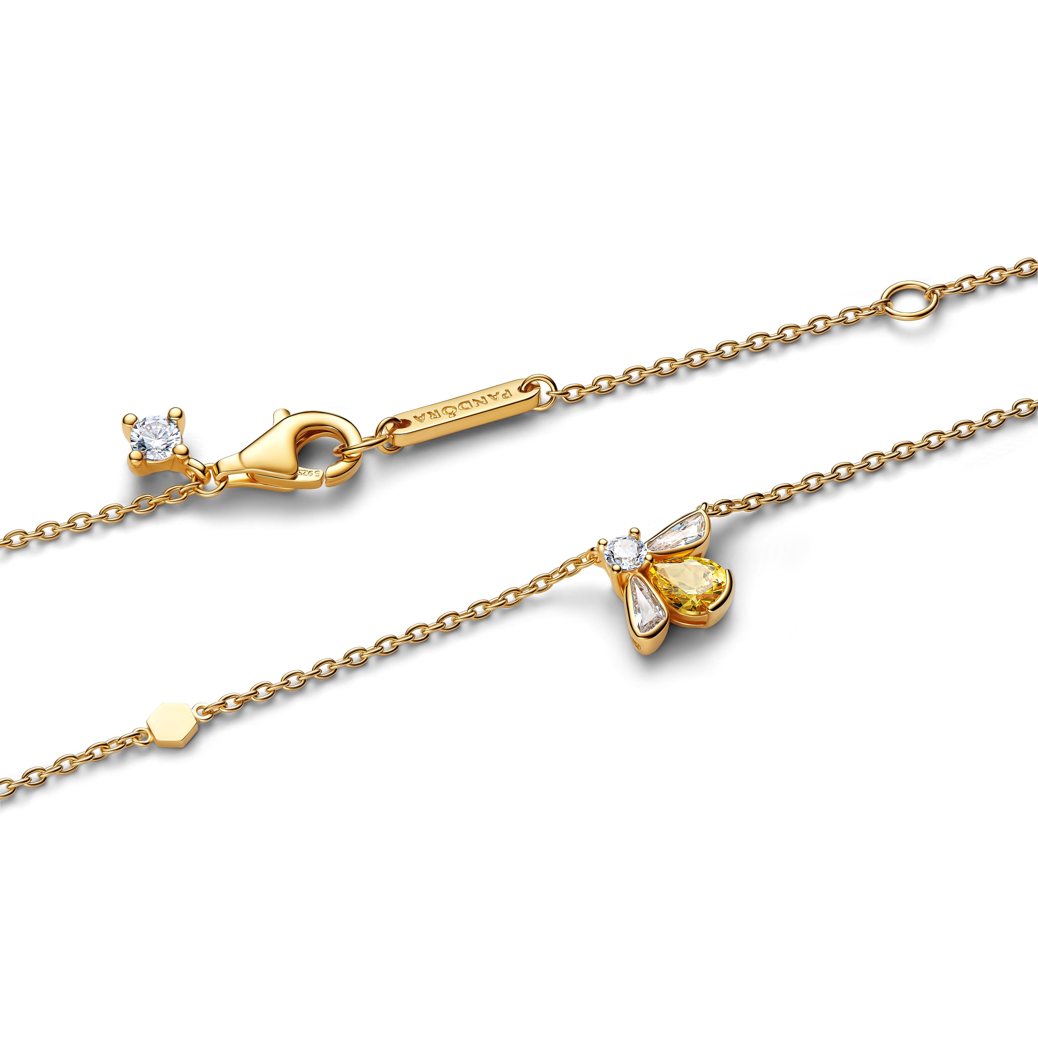 PANDORA Honey Bee Pendant Necklace 14K Gold Plated Unique Metal Blend Necklaces Jewelry Gift