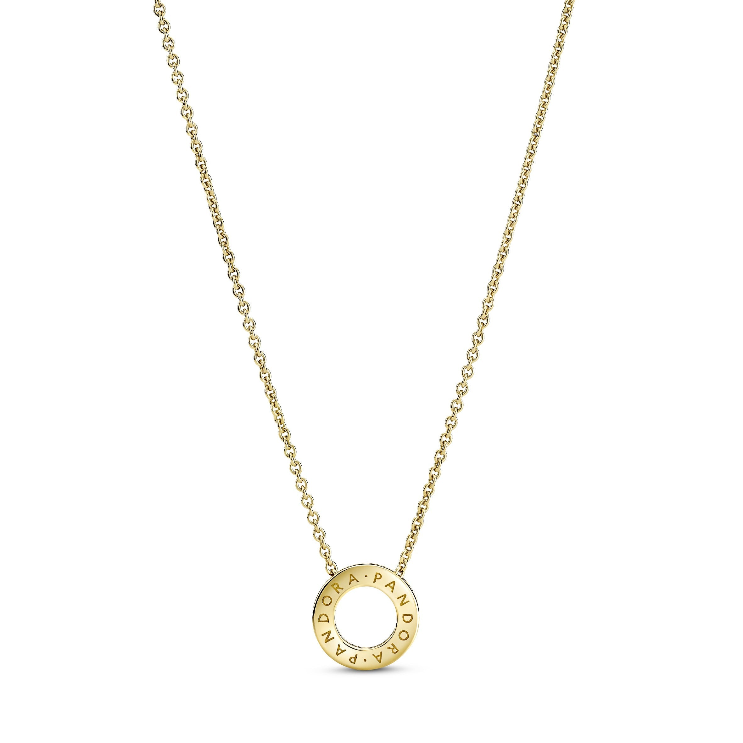 PANDORA Logo Pavé Circle Collier Necklace 14K Gold Plated Unique Metal Blend Necklaces And Pendants Pendant Necklace Jewelry Gift