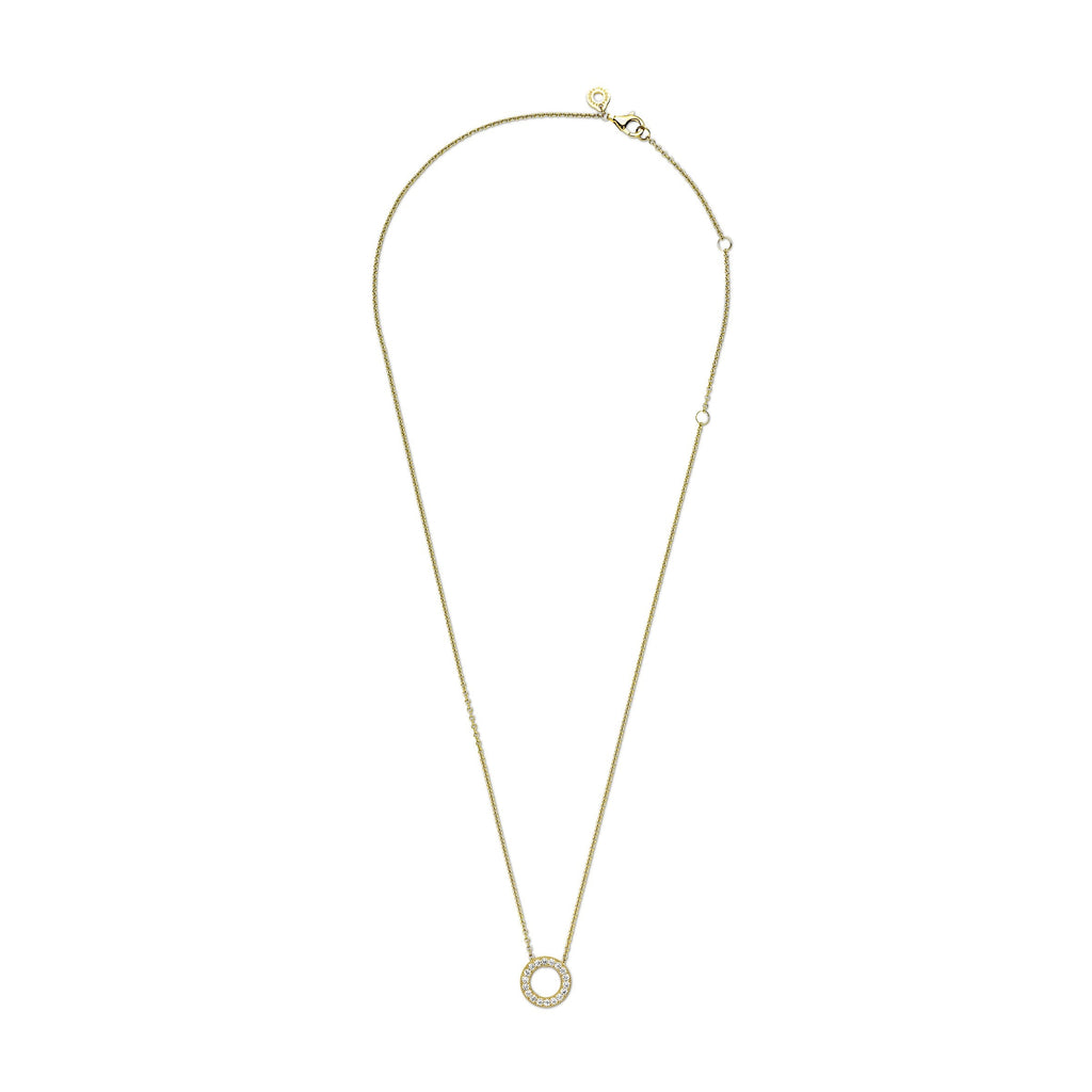 PANDORA Logo Pavé Circle Collier Necklace 14K Gold Plated Unique Metal Blend Necklaces And Pendants Pendant Necklace Jewelry Gift
