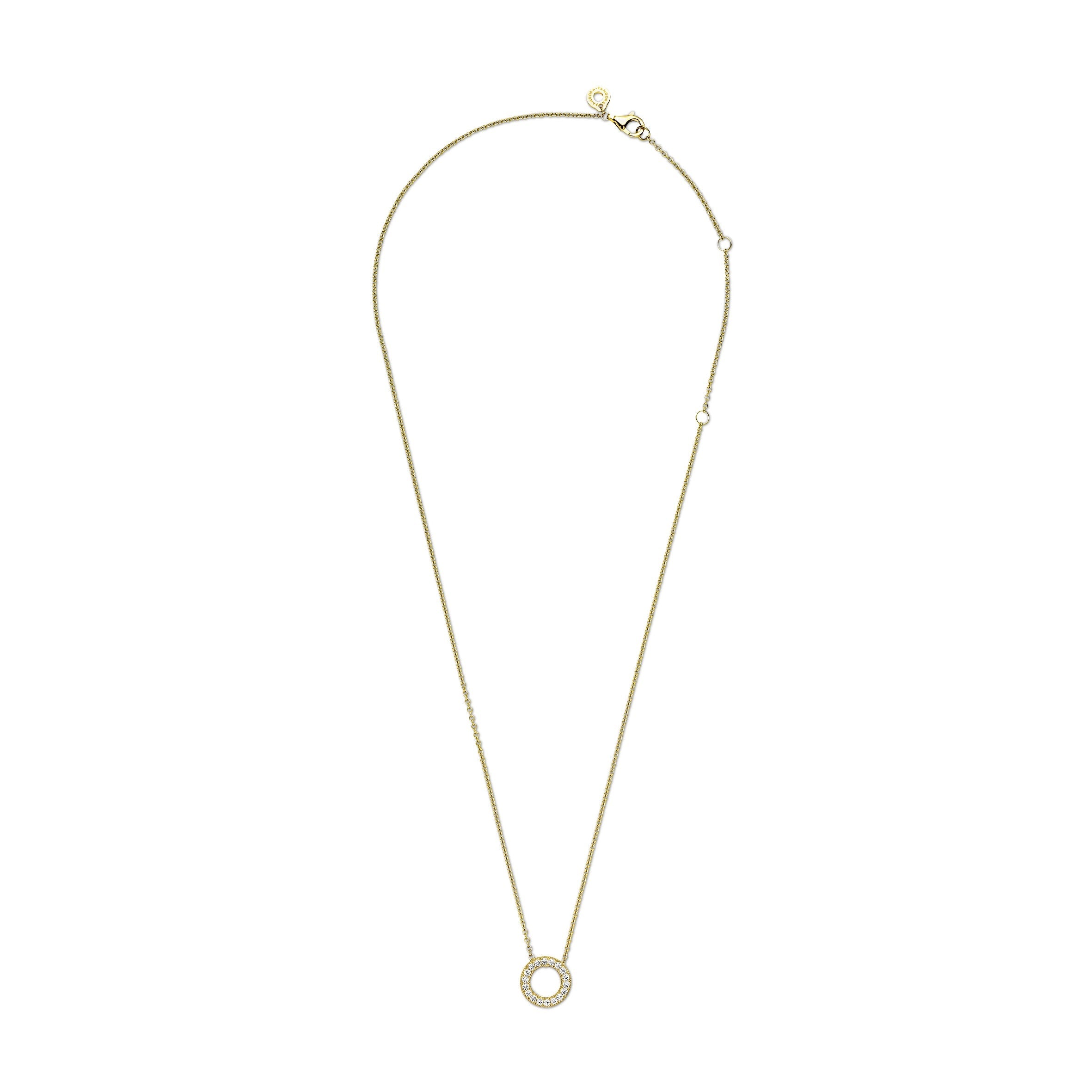 PANDORA Logo Pavé Circle Collier Necklace 14K Gold Plated Unique Metal Blend Necklaces And Pendants Pendant Necklace Jewelry Gift