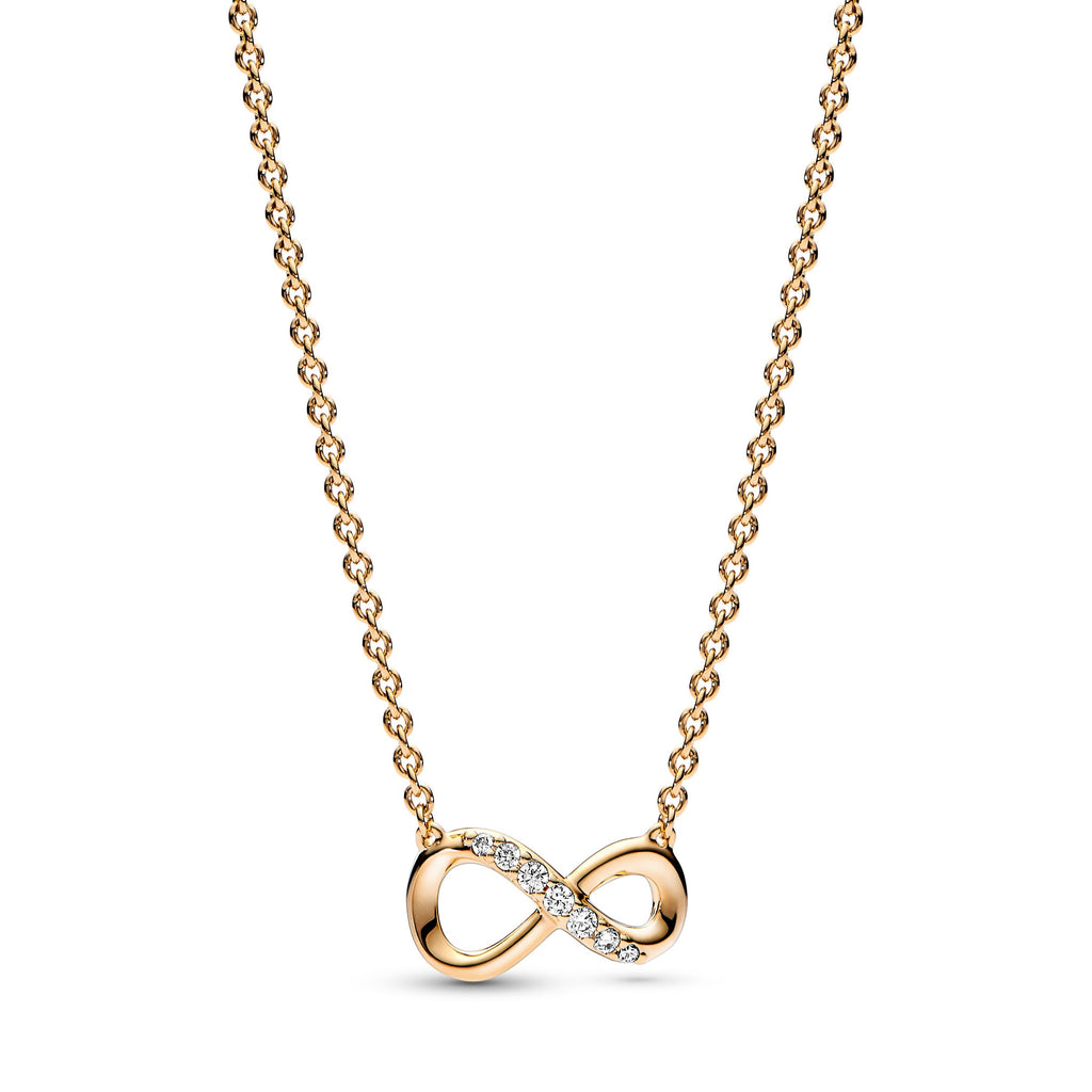 PANDORA Sparkling Infinity Collier Necklace 14K Gold Plated Unique Metal Blend Necklaces And Pendants Pendant Necklace Jewelry Gift