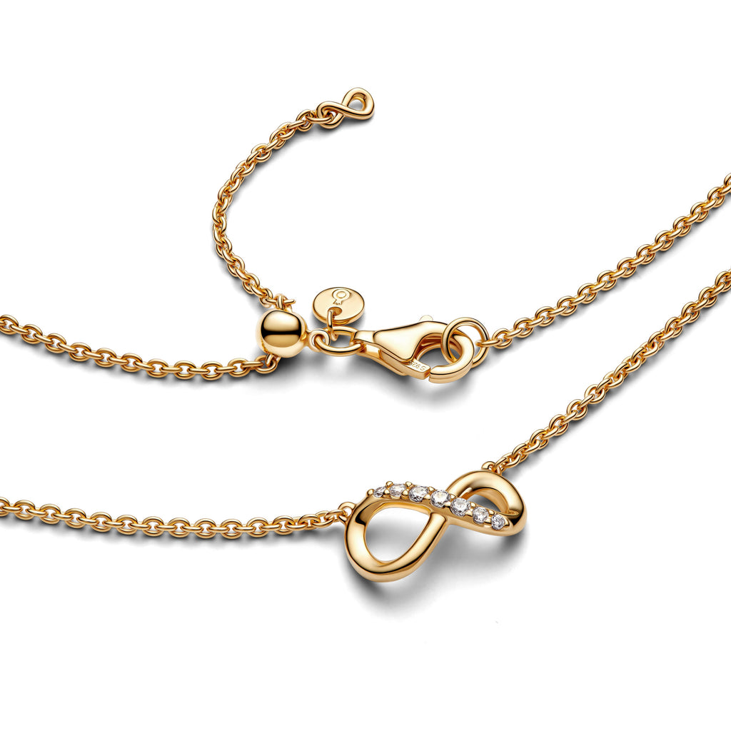 PANDORA Sparkling Infinity Collier Necklace 14K Gold Plated Unique Metal Blend Necklaces And Pendants Pendant Necklace Jewelry Gift
