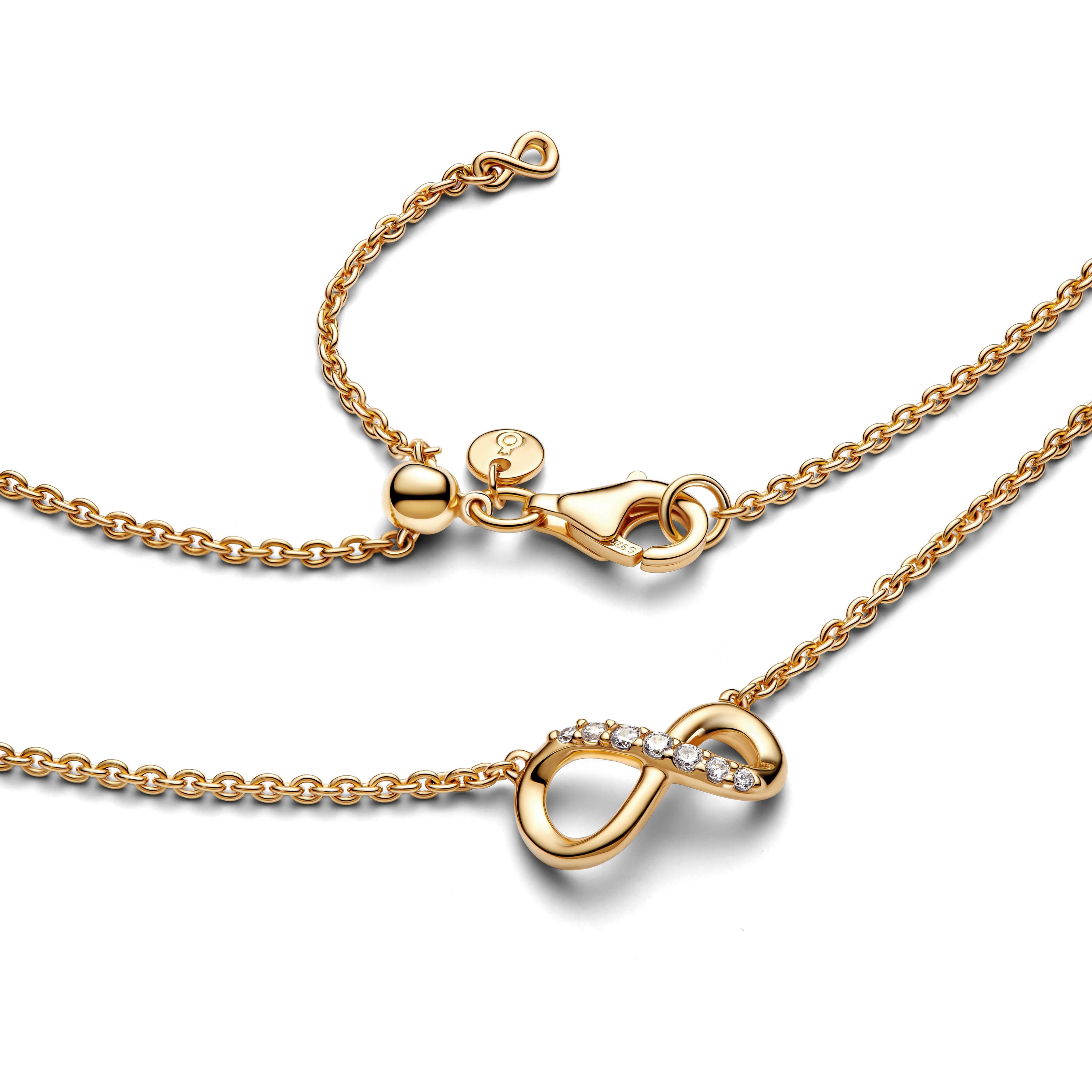 PANDORA Sparkling Infinity Collier Necklace 14K Gold Plated Unique Metal Blend Necklaces And Pendants Pendant Necklace Jewelry Gift