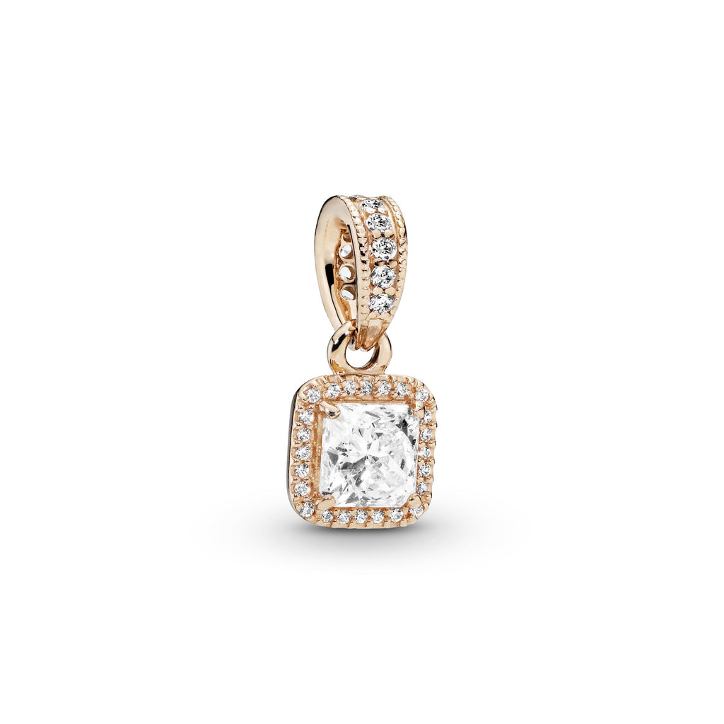 PANDORA Square Sparkle Halo Pendant 14K Rose Gold Plated Unique Metal Blend Weddings Necklaces And Pendants Pendant Necklace Jewelry Gift