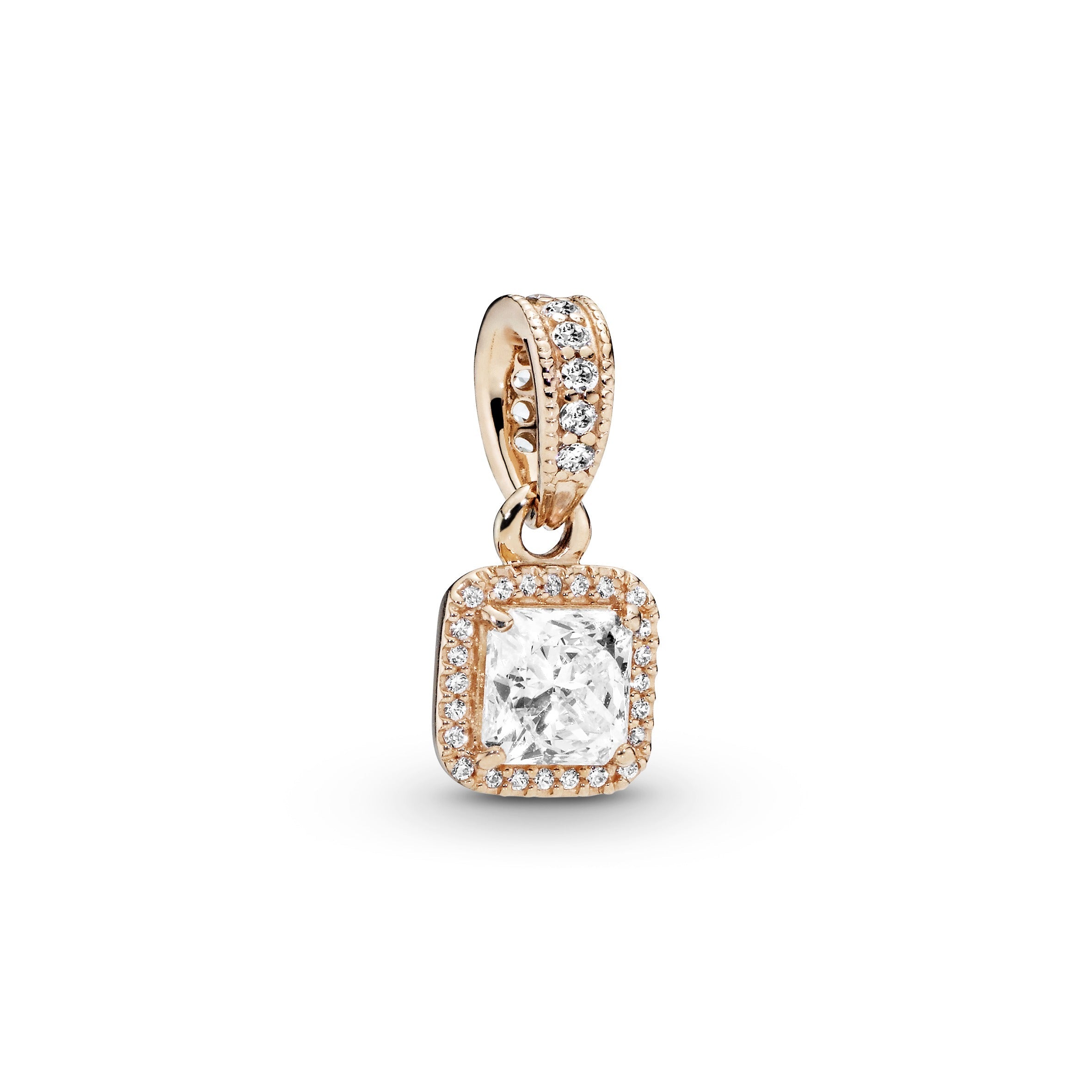 PANDORA Square Sparkle Halo Pendant 14K Rose Gold Plated Unique Metal Blend Weddings Necklaces And Pendants Pendant Necklace Jewelry Gift