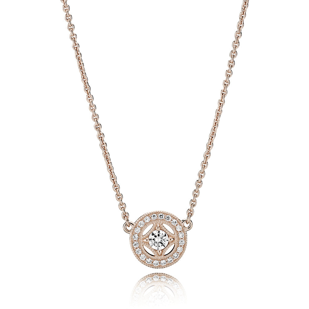 PANDORA Vintage Circle Collier Necklace 14K Rose Gold Plated Unique Metal Blend Necklaces And Pendants Pendant Necklace Jewelry Gift