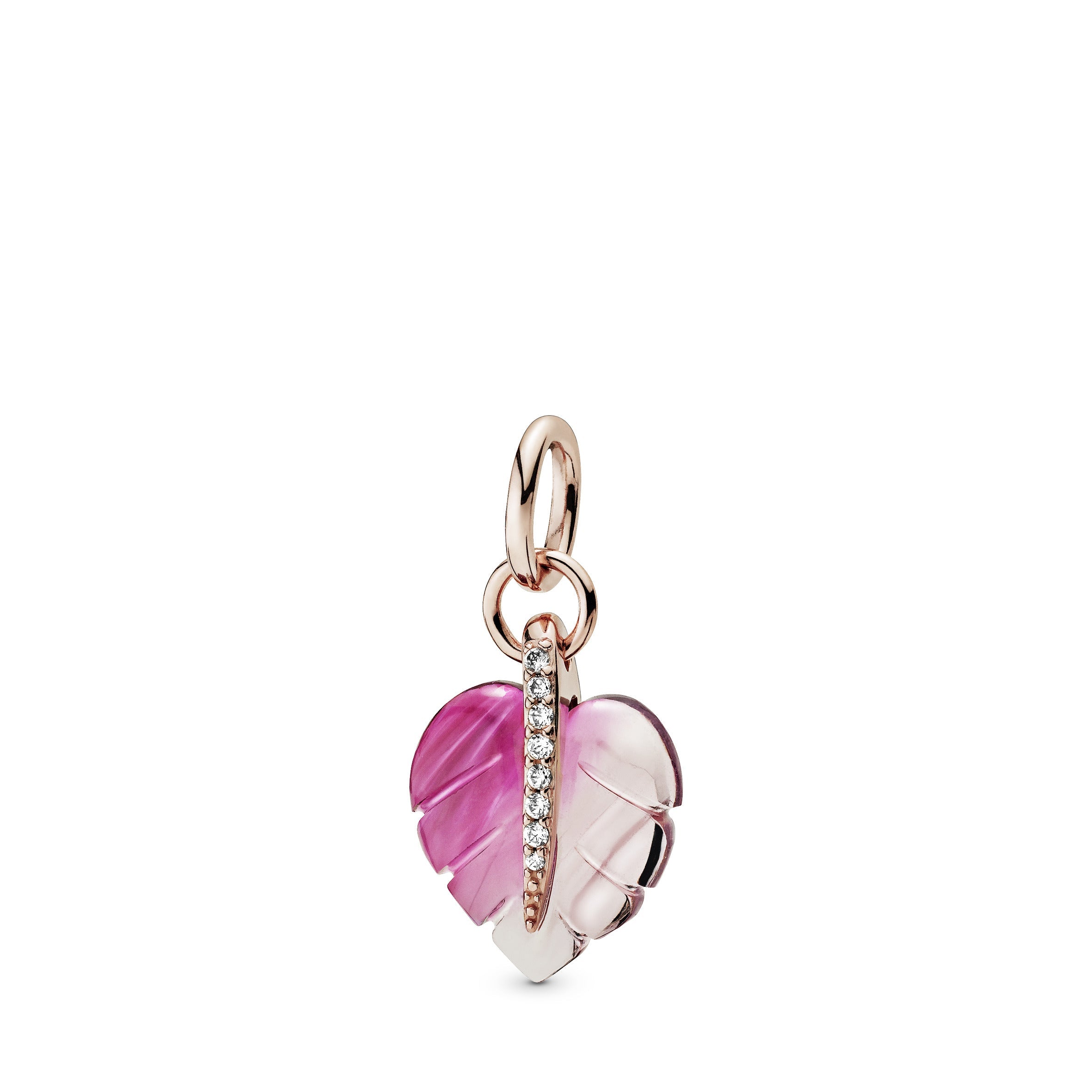 PANDORA Pink Murano Glass Leaf Pendant 14K Rose Gold Plated Unique Metal Blend Nature Necklaces And Pendants Pendant Necklace Jewelry Gift