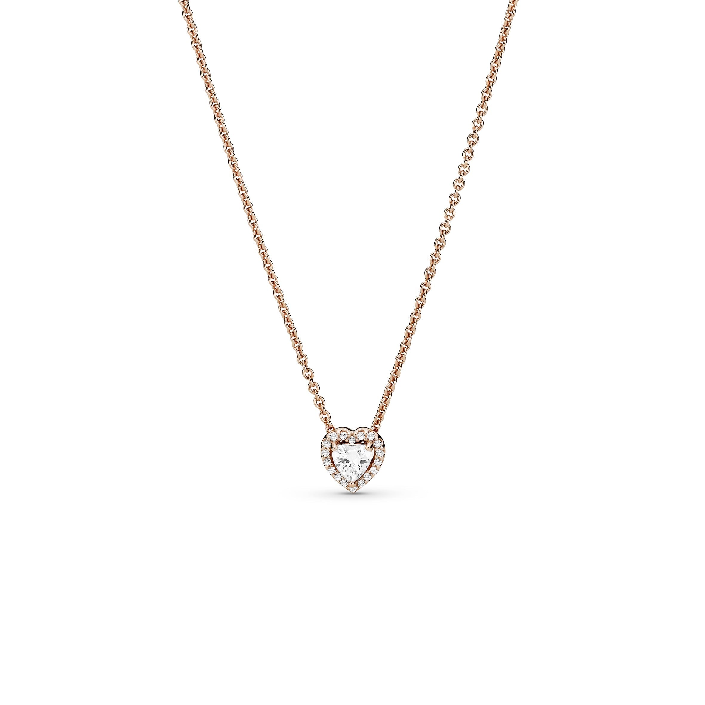 PANDORA Sparkling Heart Collier Necklace 14K Rose Gold Plated Unique Metal Blend Weddings Necklaces And Pendants Pendant Necklace Jewelry Gift