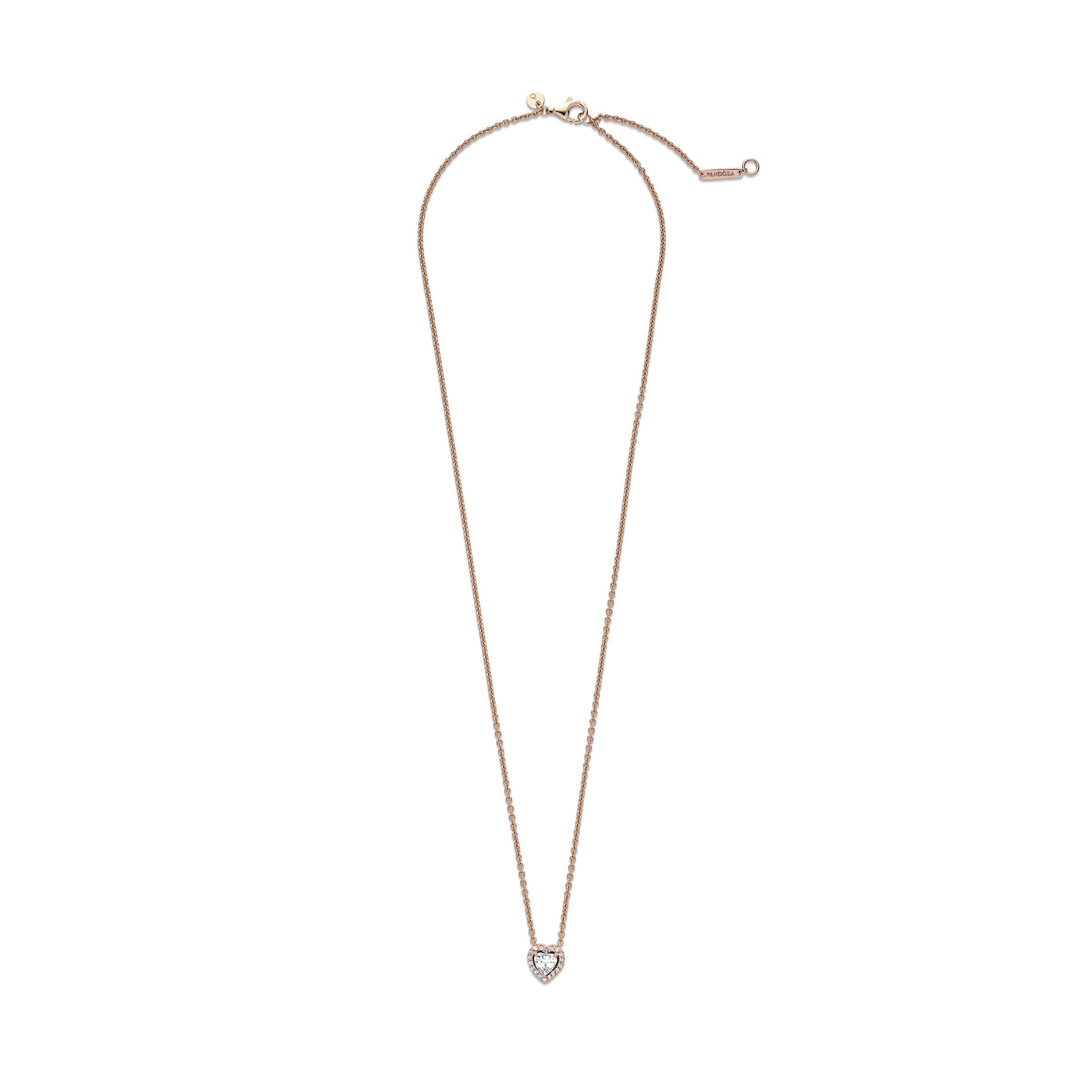 PANDORA Sparkling Heart Collier Necklace 14K Rose Gold Plated Unique Metal Blend Weddings Necklaces And Pendants Pendant Necklace Jewelry Gift