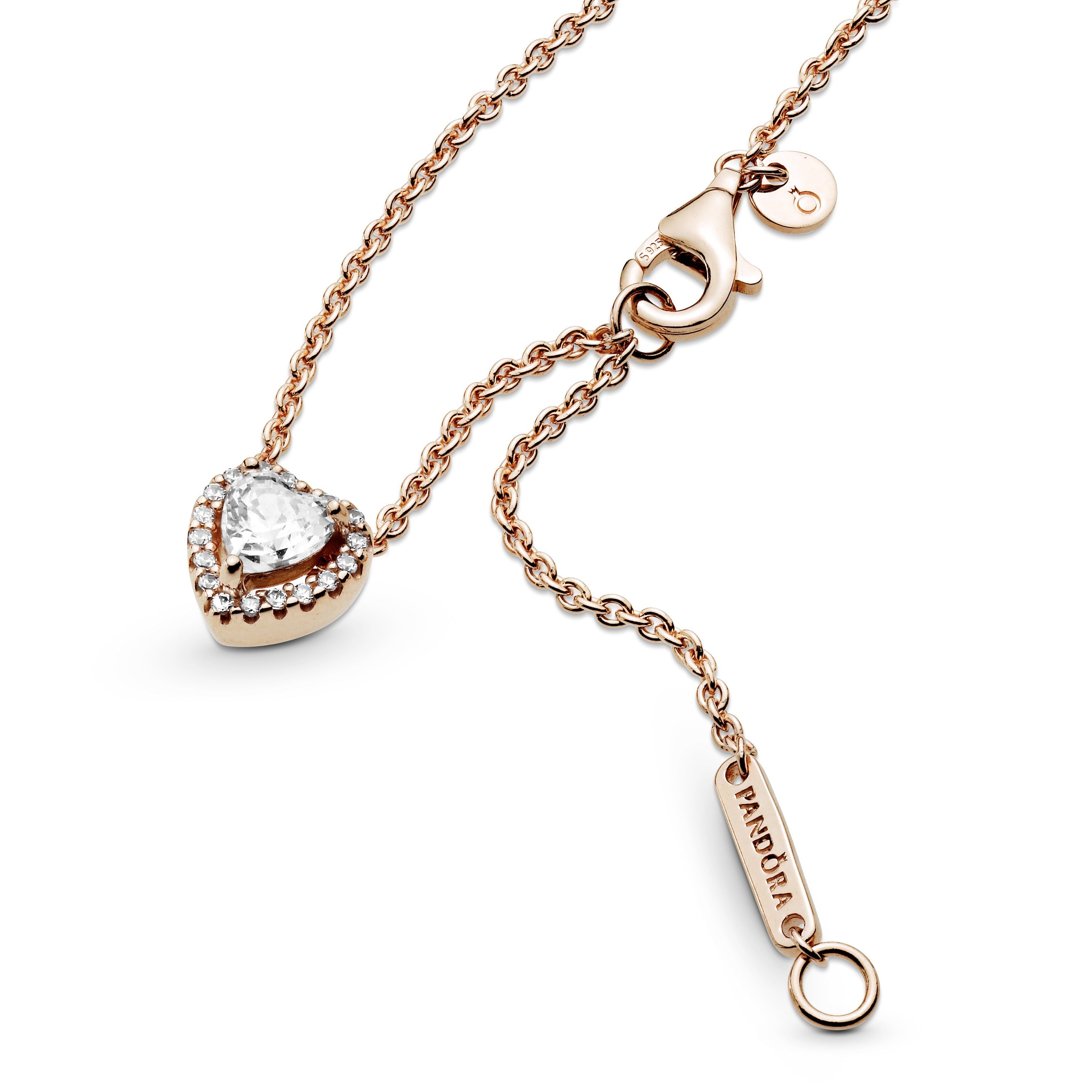 PANDORA Sparkling Heart Collier Necklace 14K Rose Gold Plated Unique Metal Blend Weddings Necklaces And Pendants Pendant Necklace Jewelry Gift