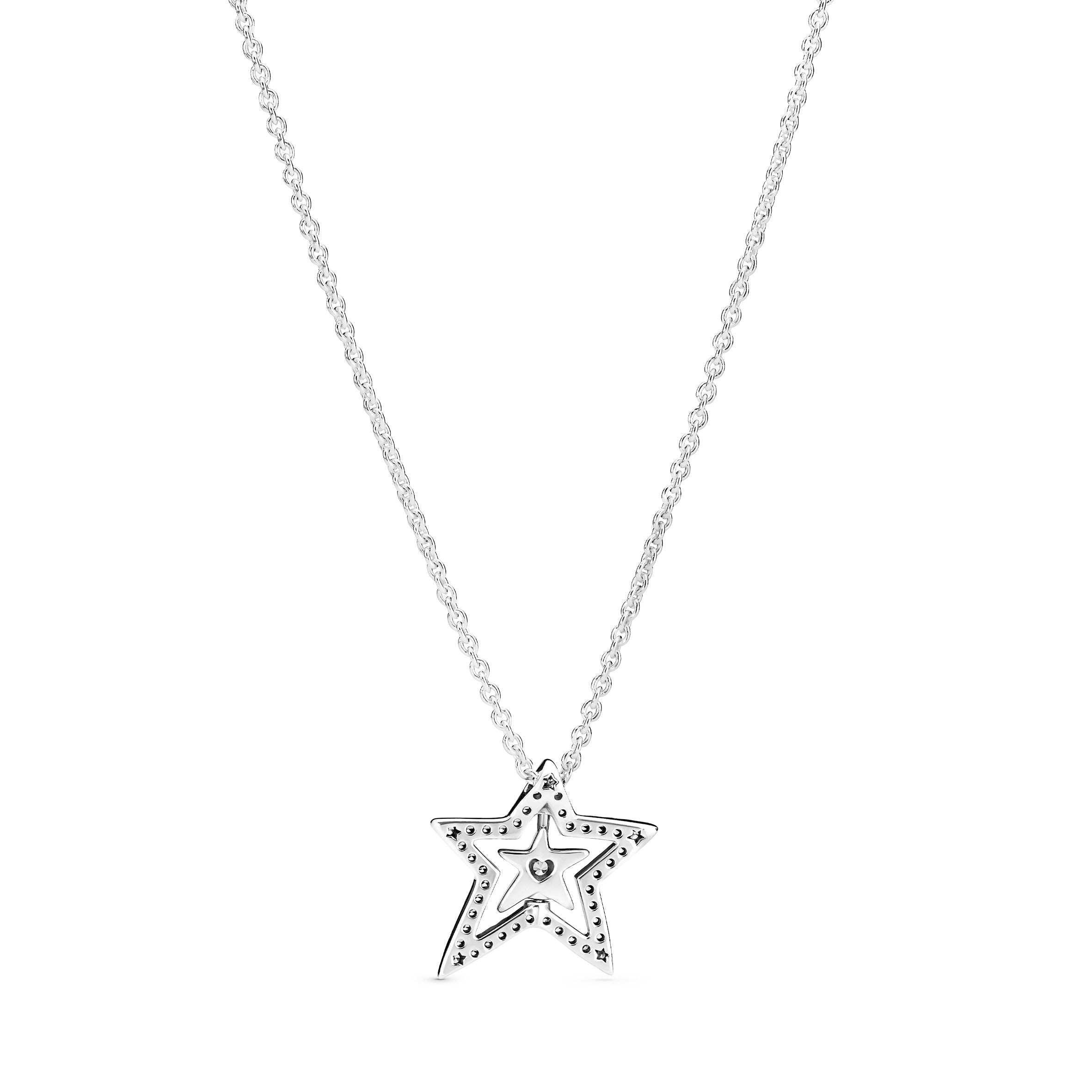 PANDORA Pavé Asymmetric Star Collier Necklace Cubic Zirconia Nature Necklaces And Pendants Pendant Necklace Jewelry Gift