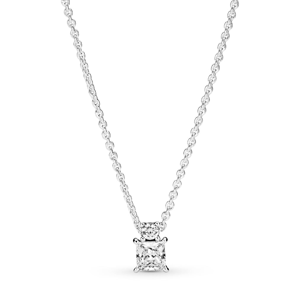 PANDORA Sparkling Collier Round And Square Pendant Necklace Cubic Zirconia Weddings Necklaces And Pendants Jewelry Gift