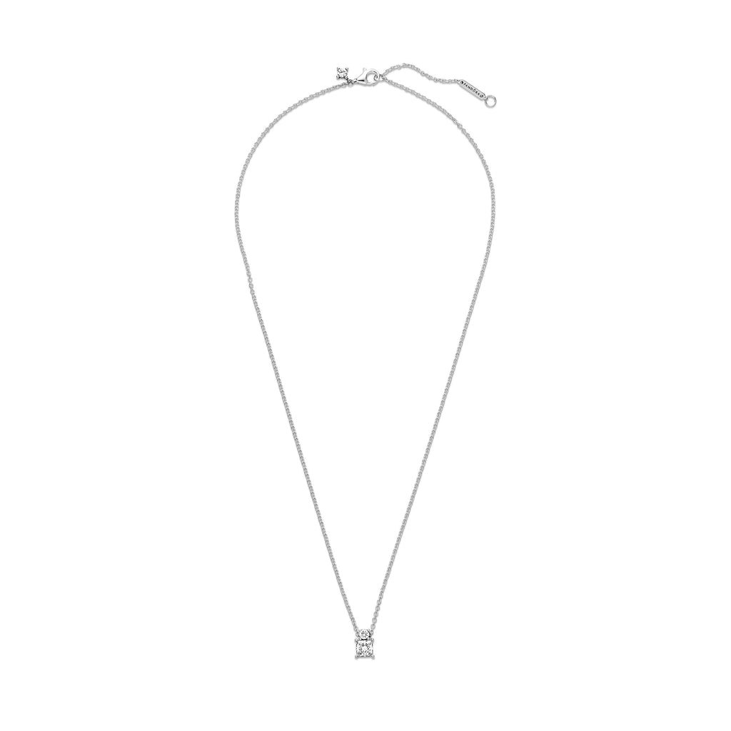 PANDORA Sparkling Collier Round And Square Pendant Necklace Cubic Zirconia Weddings Necklaces And Pendants Jewelry Gift