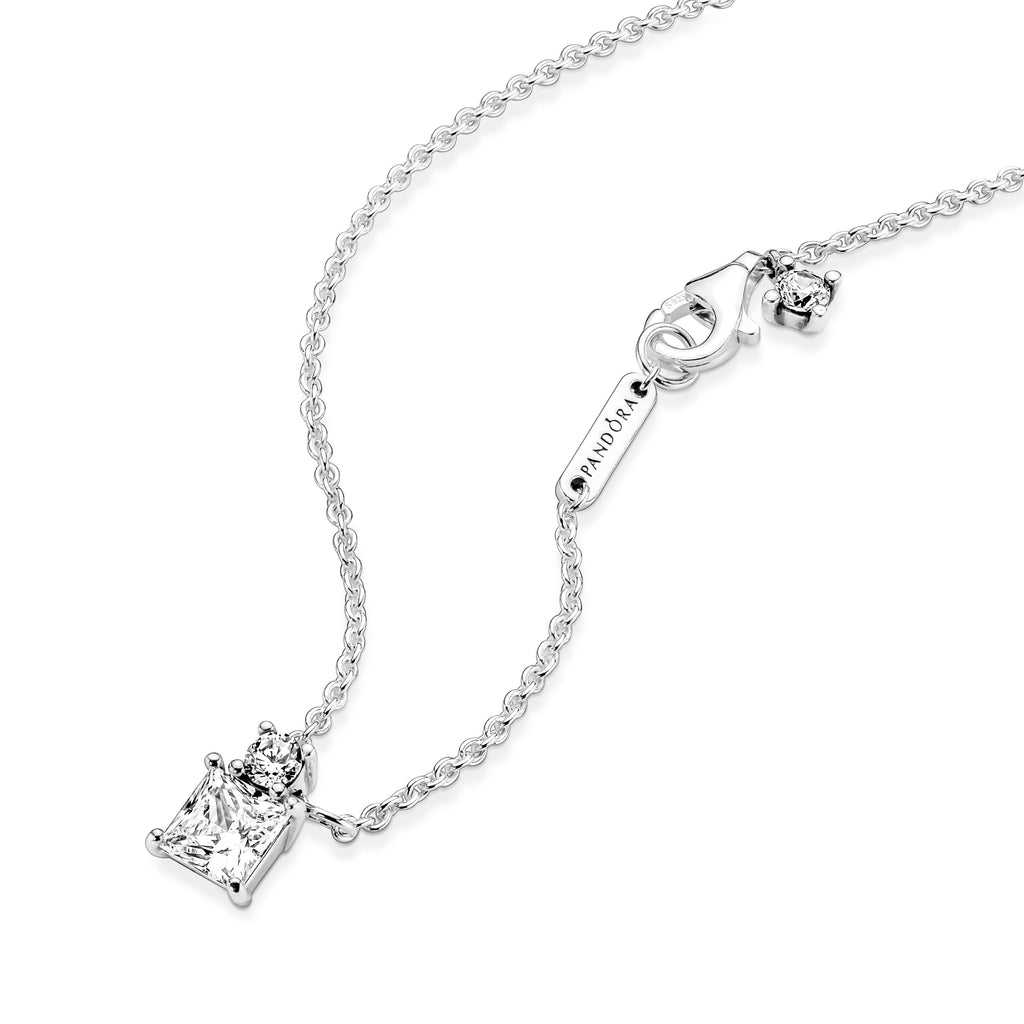 PANDORA Sparkling Collier Round And Square Pendant Necklace Cubic Zirconia Weddings Necklaces And Pendants Jewelry Gift