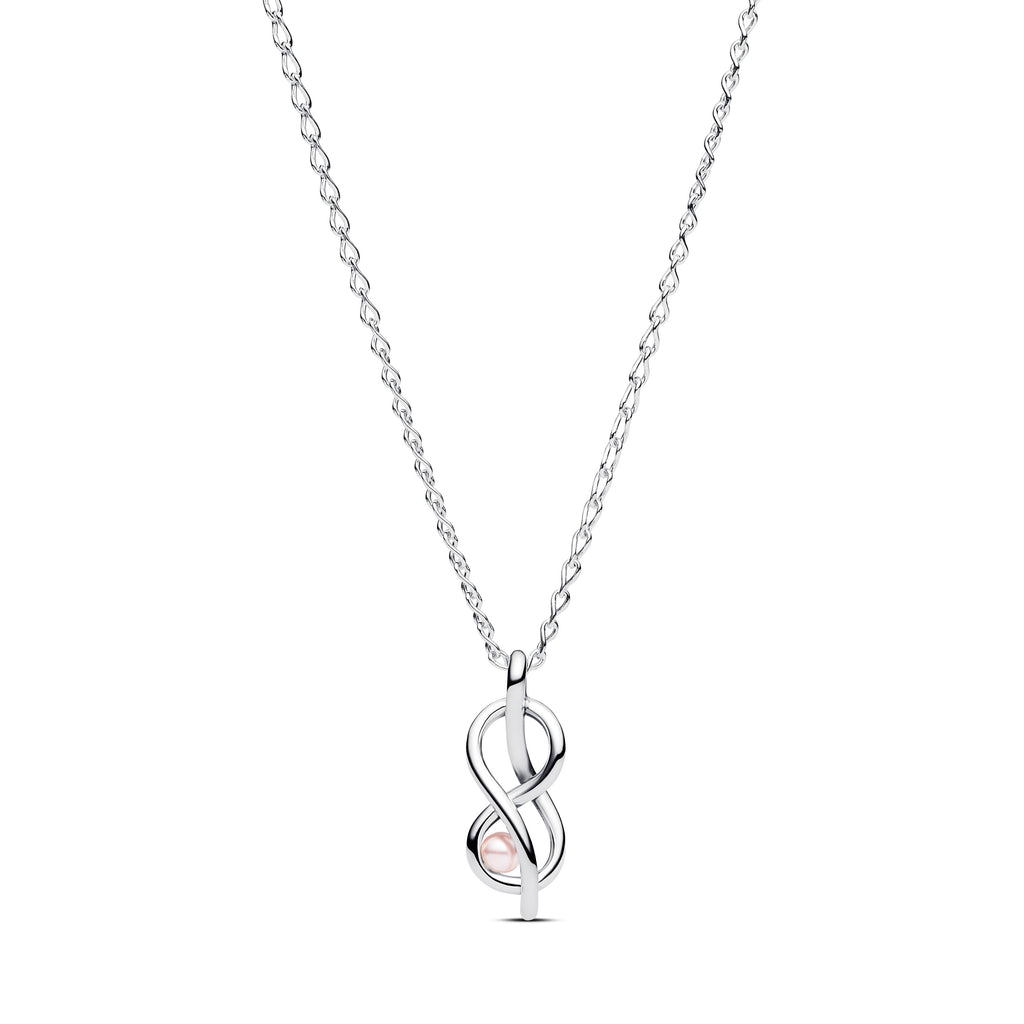 PANDORA Infinity Knot Collier Necklace Cubic Zirconia Pink Necklaces Pendant Necklace Jewelry Gift