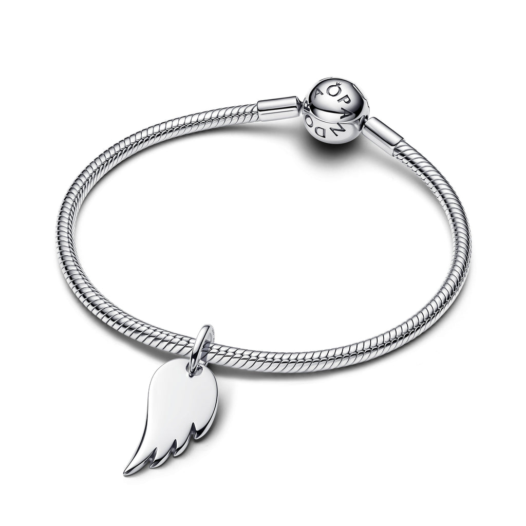 PANDORA Engravable Angel Wing Tag Pendant Sterling Silver Charms Bracelet Charm Jewelry Gift
