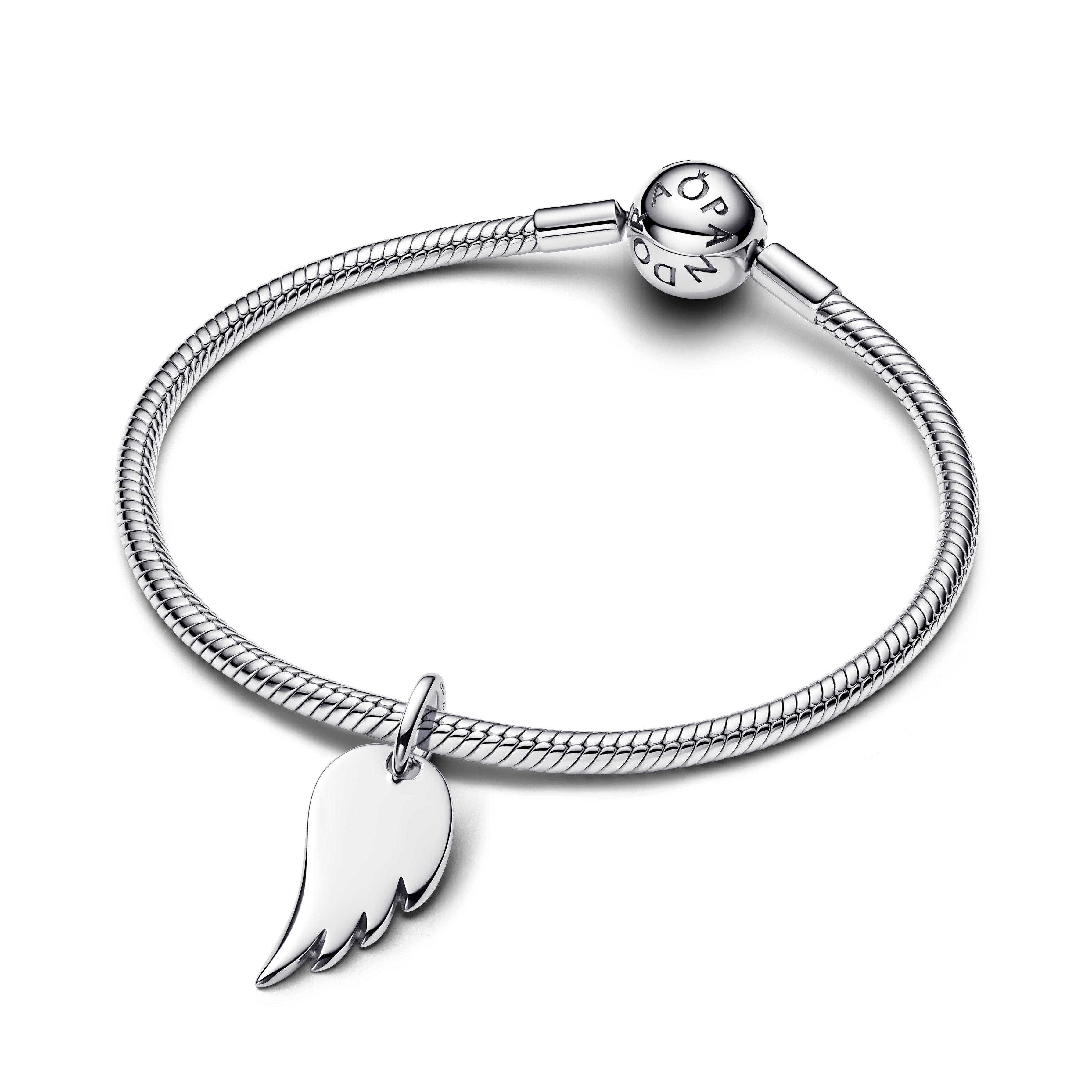 PANDORA Engravable Angel Wing Tag Pendant Sterling Silver Charms Bracelet Charm Jewelry Gift