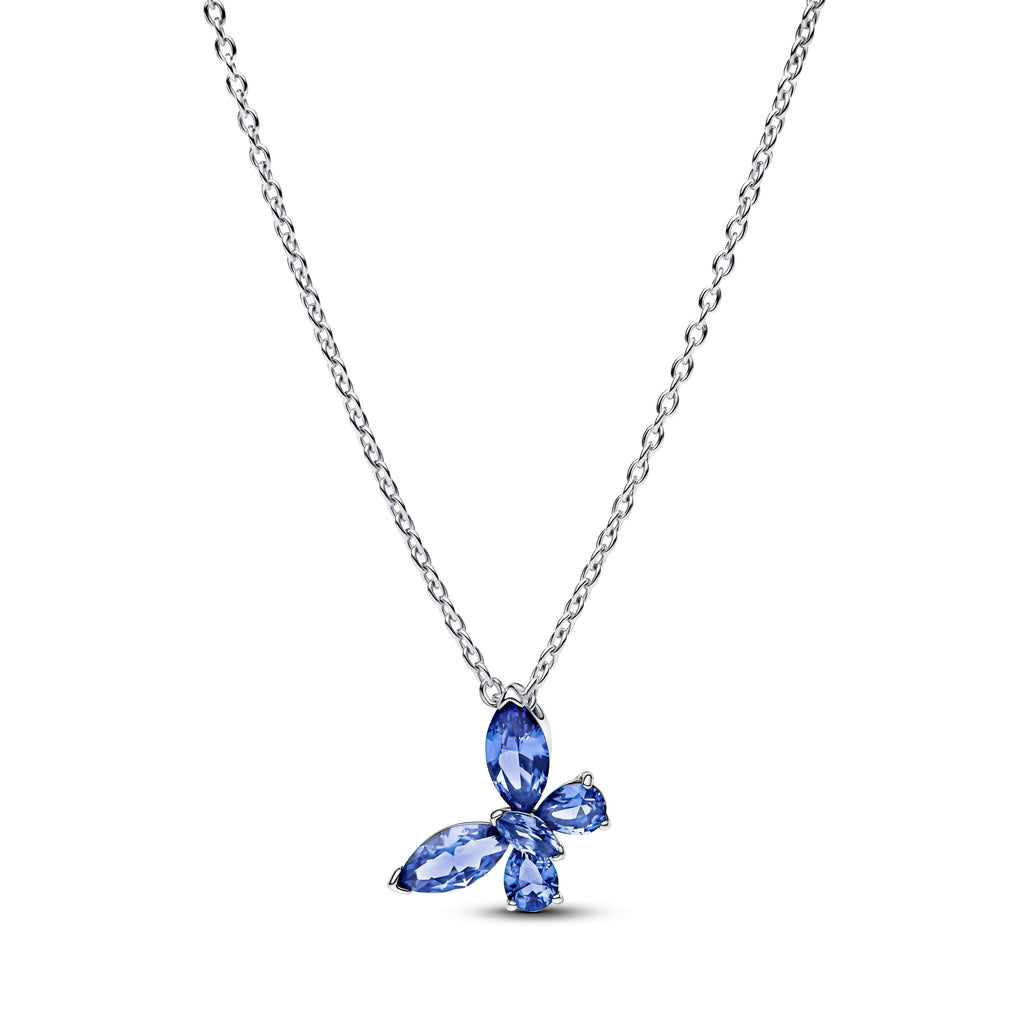 PANDORA Butterfly Pendant Necklace Cubic Zirconia Blue Animals Necklaces Jewelry Gift