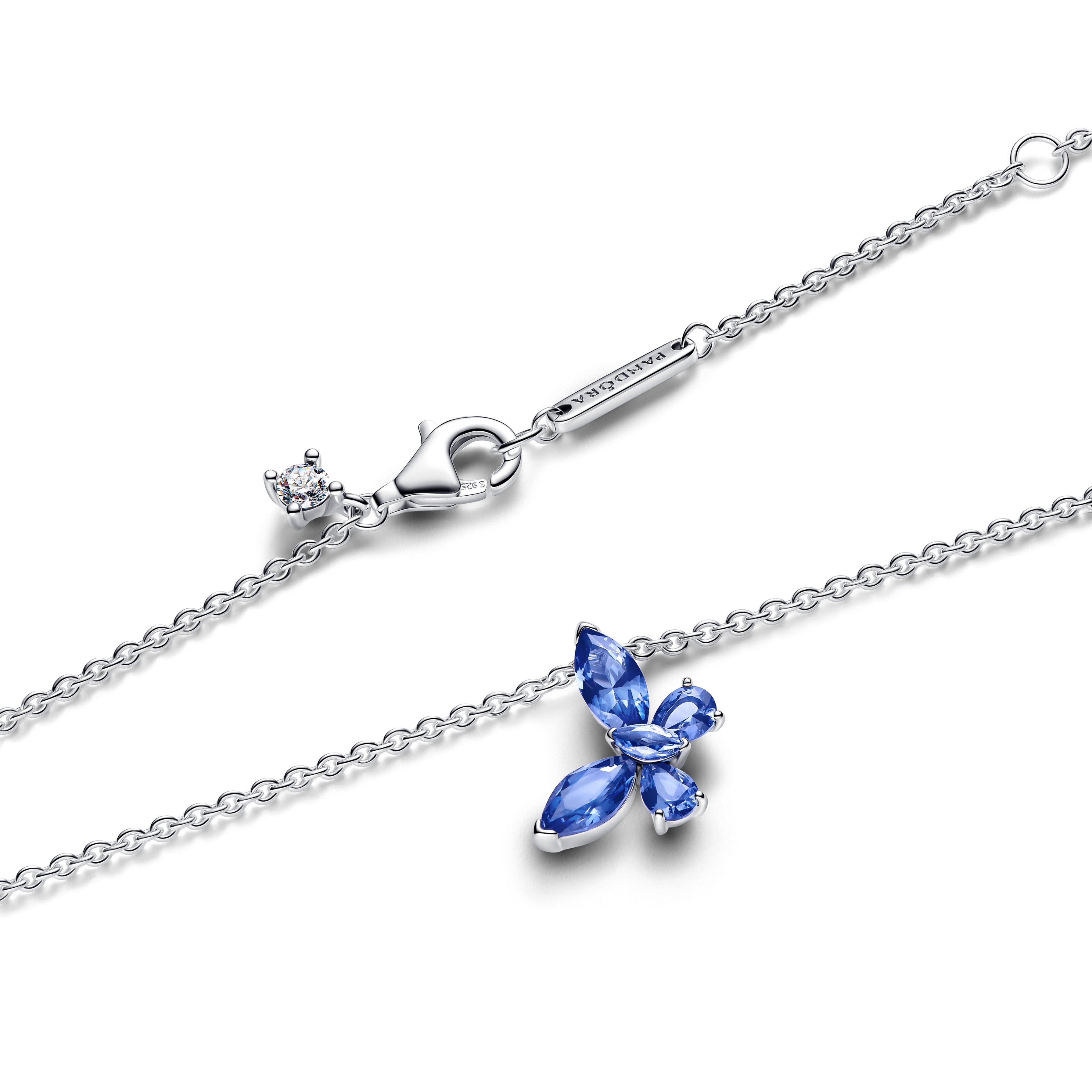 PANDORA Butterfly Pendant Necklace Cubic Zirconia Blue Animals Necklaces Jewelry Gift