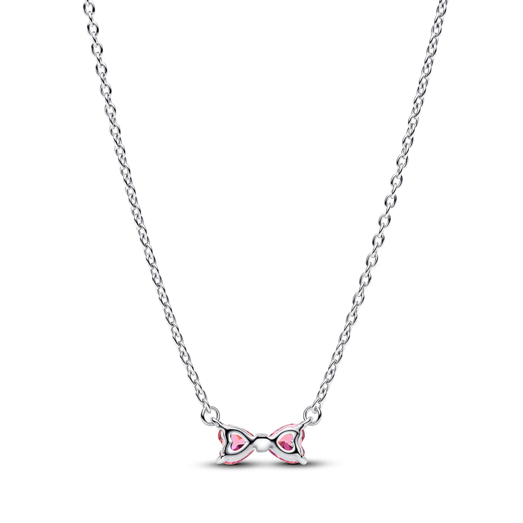 PANDORA Bow Pendant Necklace Cubic Zirconia Pink Necklaces Jewelry Gift