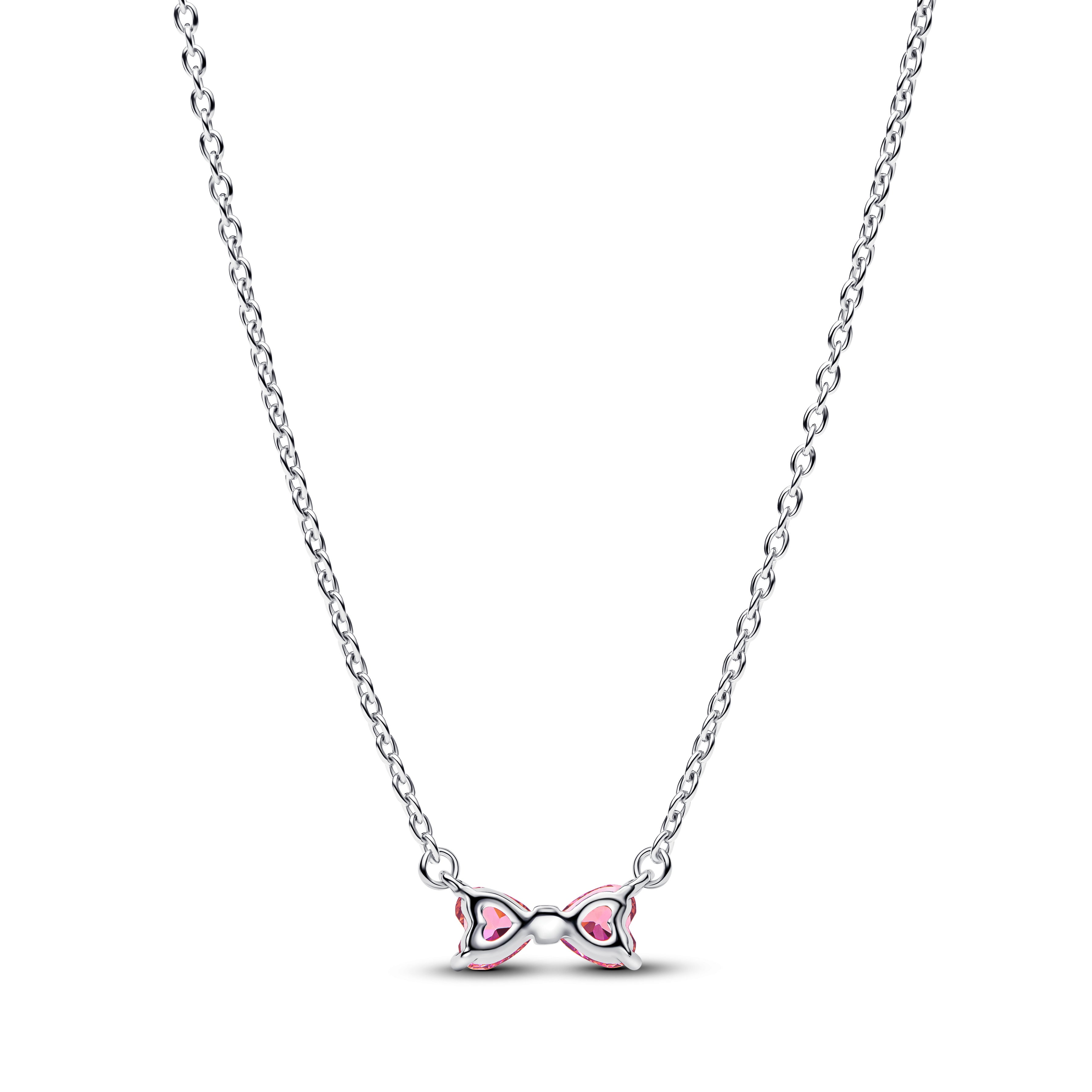 PANDORA Bow Pendant Necklace Cubic Zirconia Pink Necklaces Jewelry Gift
