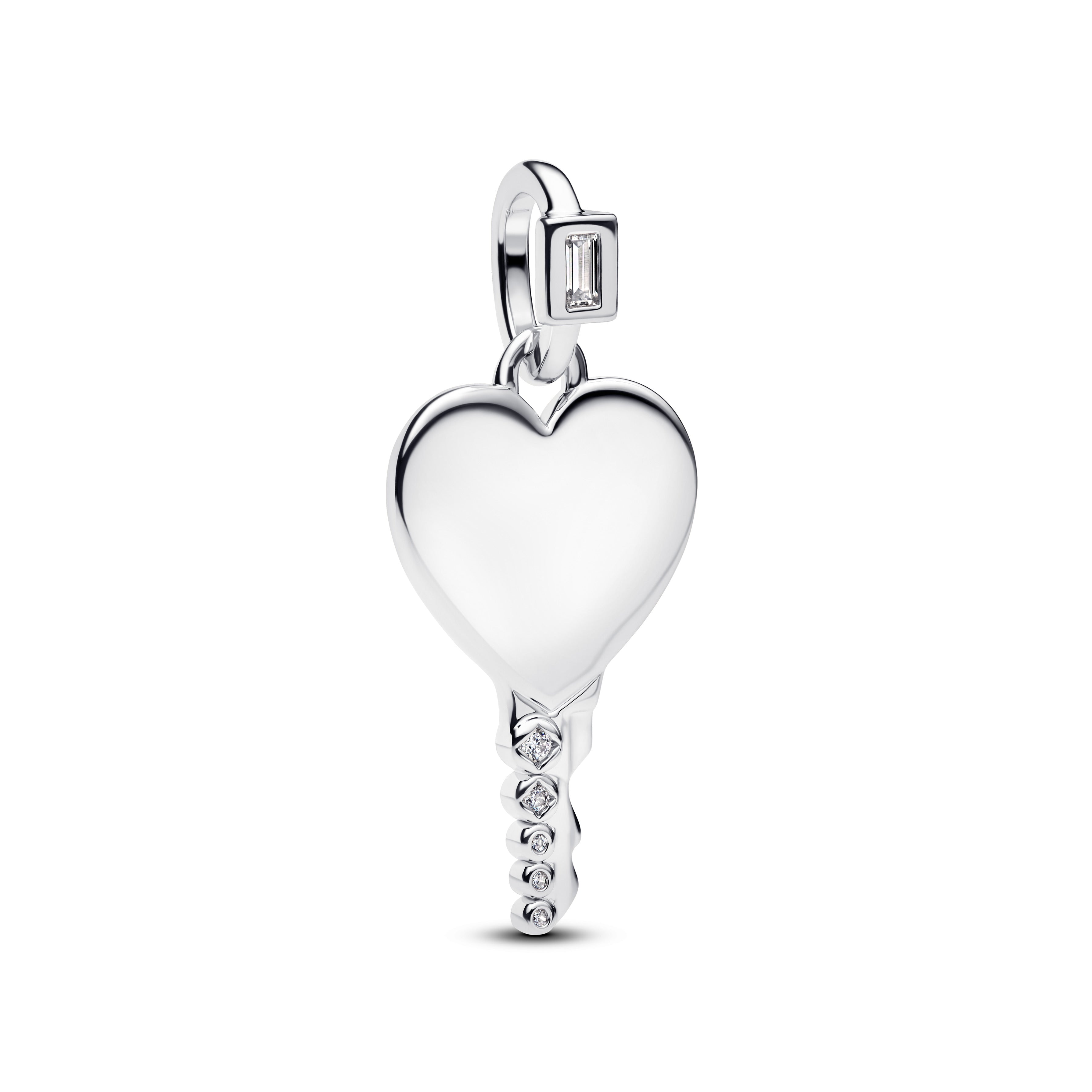 PANDORA Engravable Heart Key Pendant Cubic Zirconia Charms Bracelet Charm Jewelry Gift