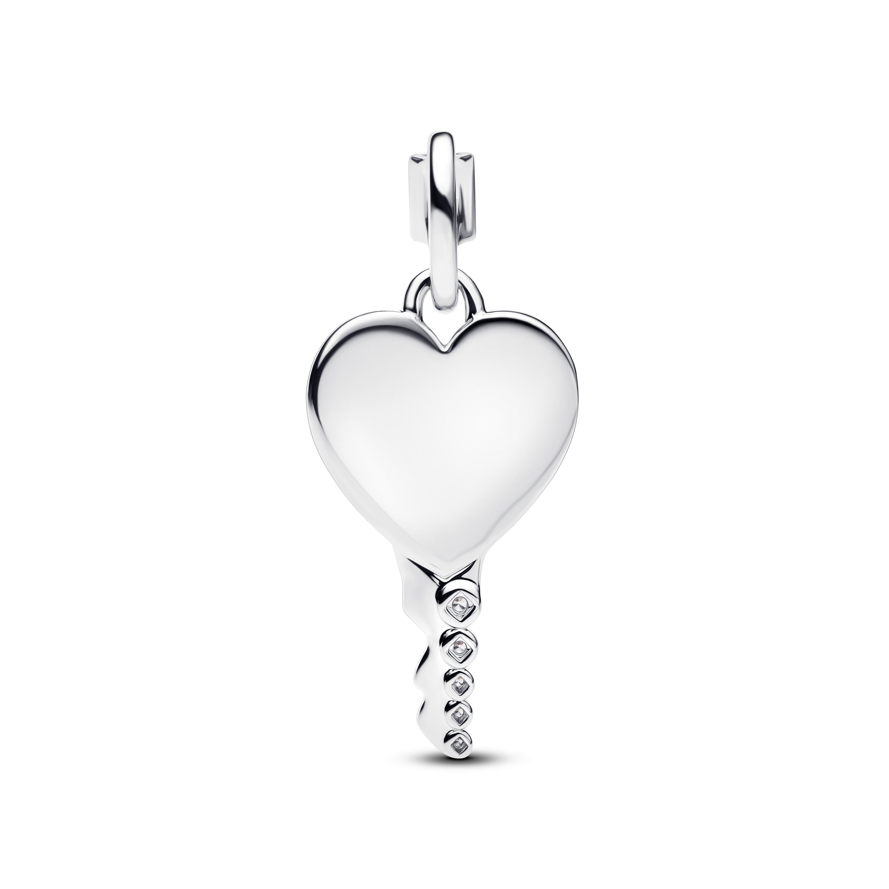 PANDORA Engravable Heart Key Pendant Cubic Zirconia Charms Bracelet Charm Jewelry Gift