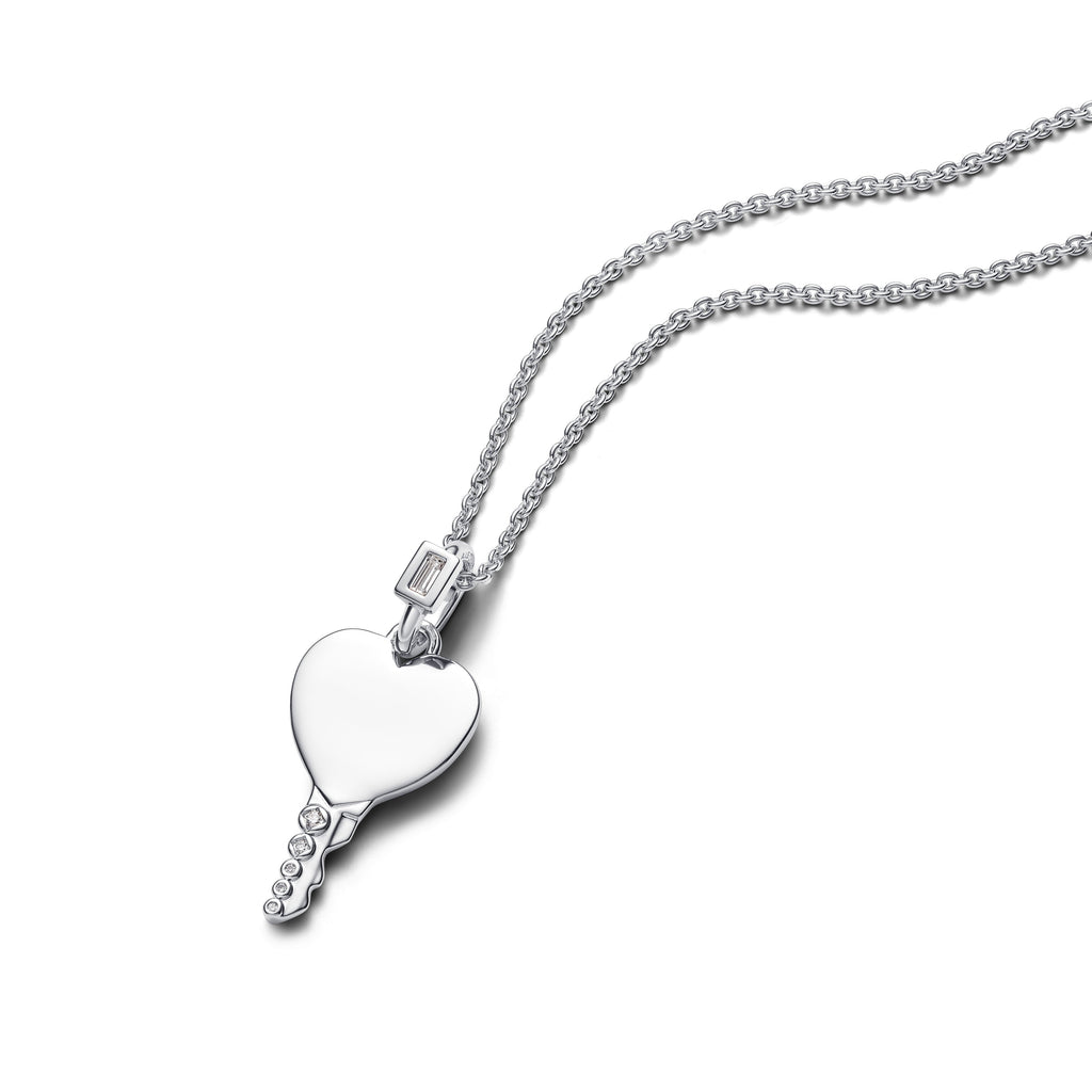 PANDORA Engravable Heart Key Pendant Cubic Zirconia Charms Bracelet Charm Jewelry Gift