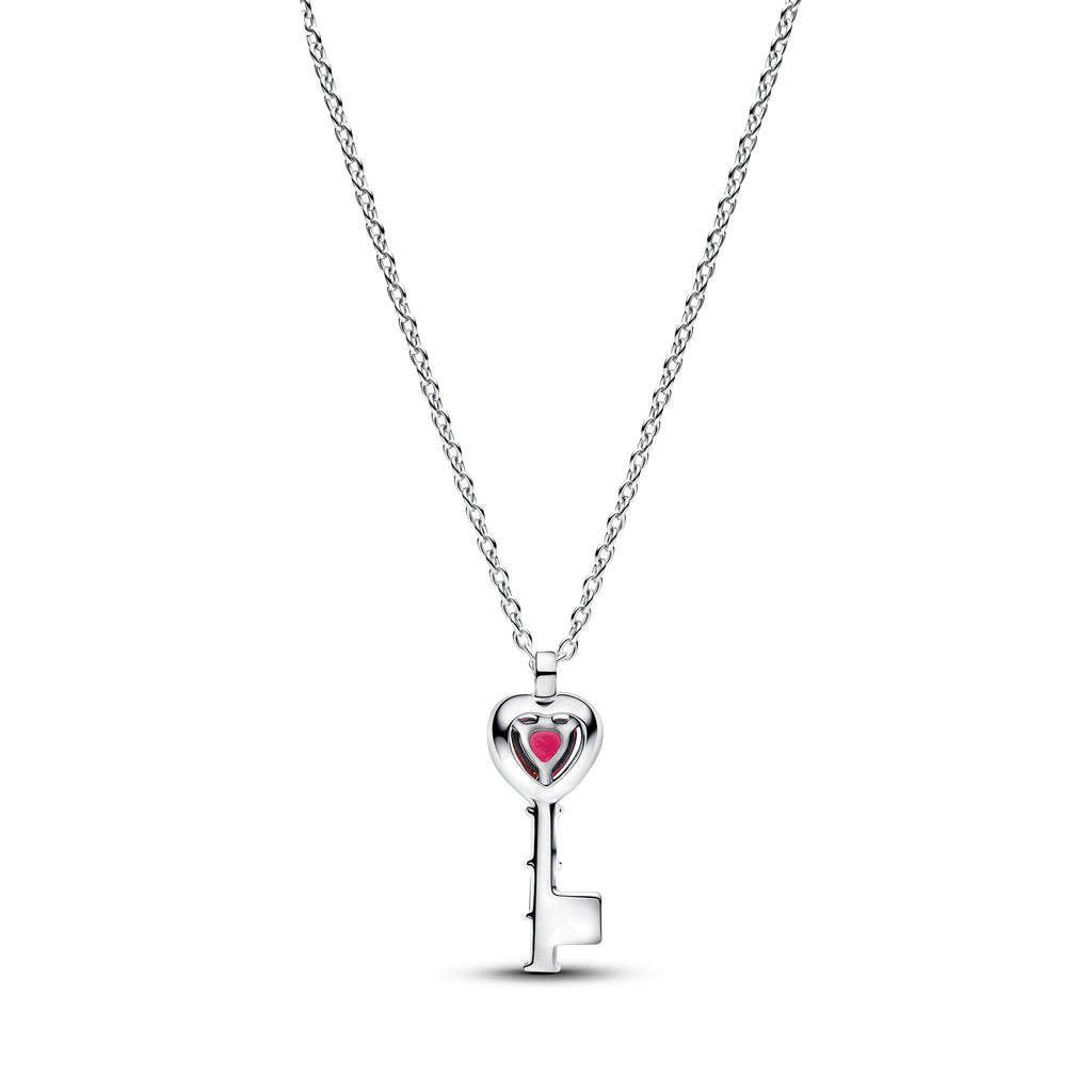 PANDORA Elevated Heart Key Collier Necklace Cubic Zirconia Red Necklaces Pendant Necklace Jewelry Gift