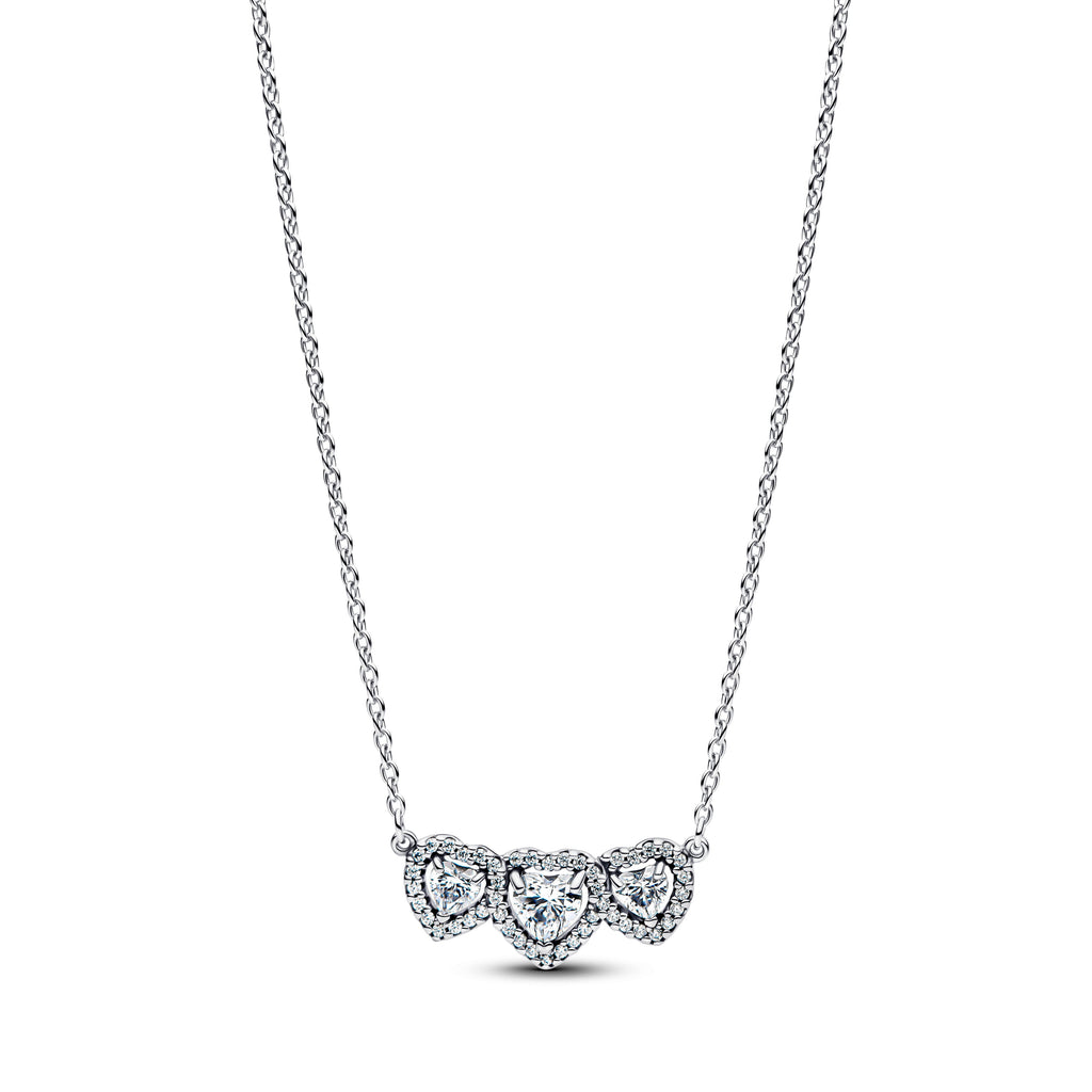 PANDORA Halo Heart Trilogy Collier Necklace Cubic Zirconia Necklaces Pendant Necklace Jewelry Gift
